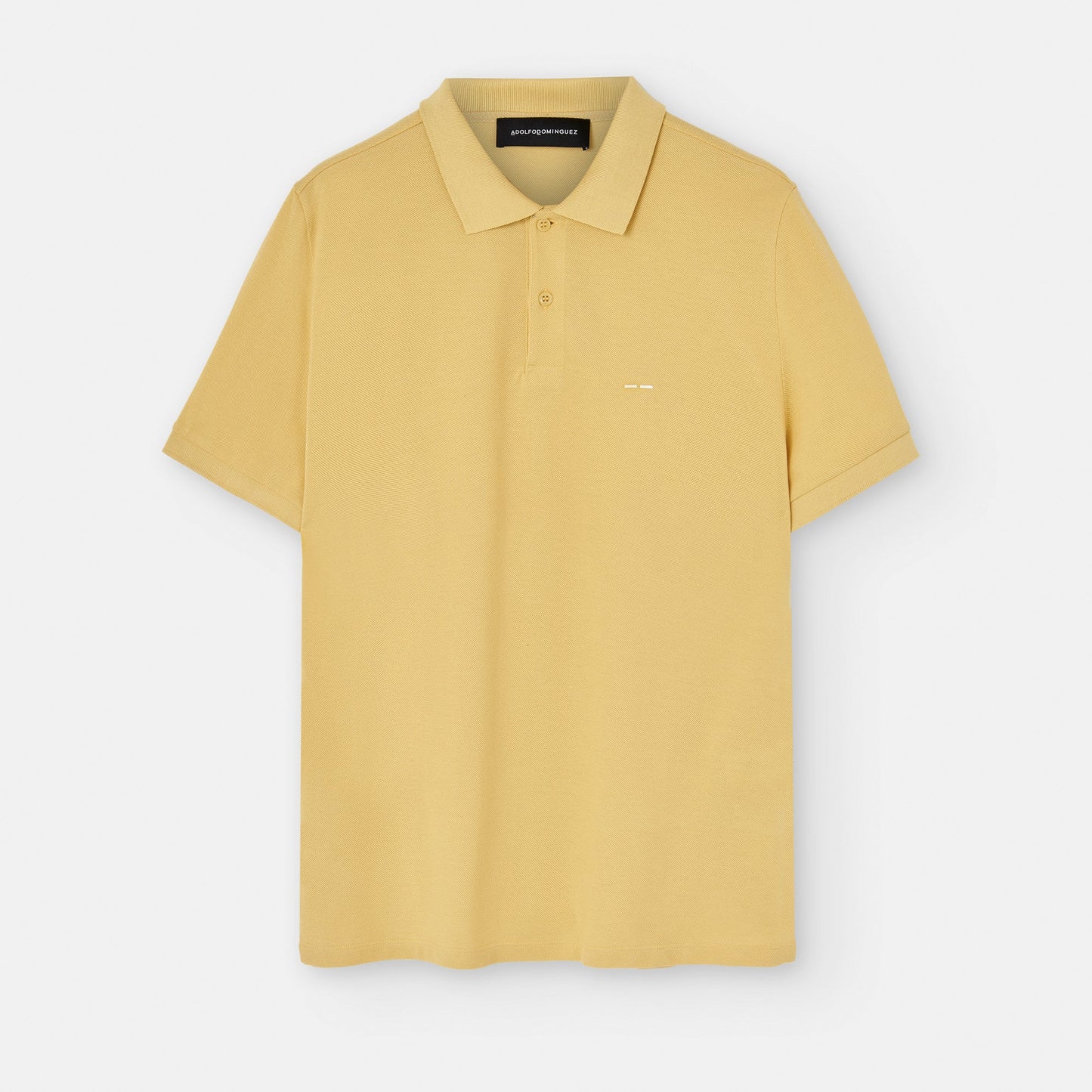 Light Yellow Cotton Pique Two Button Polo Shirt