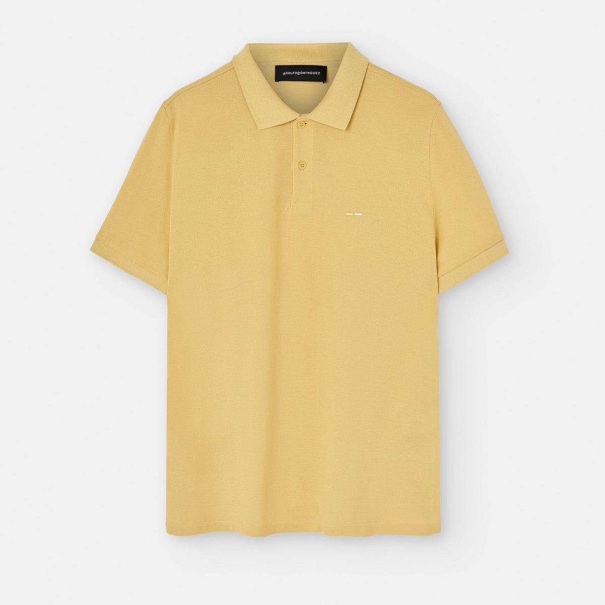 Light Yellow Cotton Pique Two Button Polo Shirt