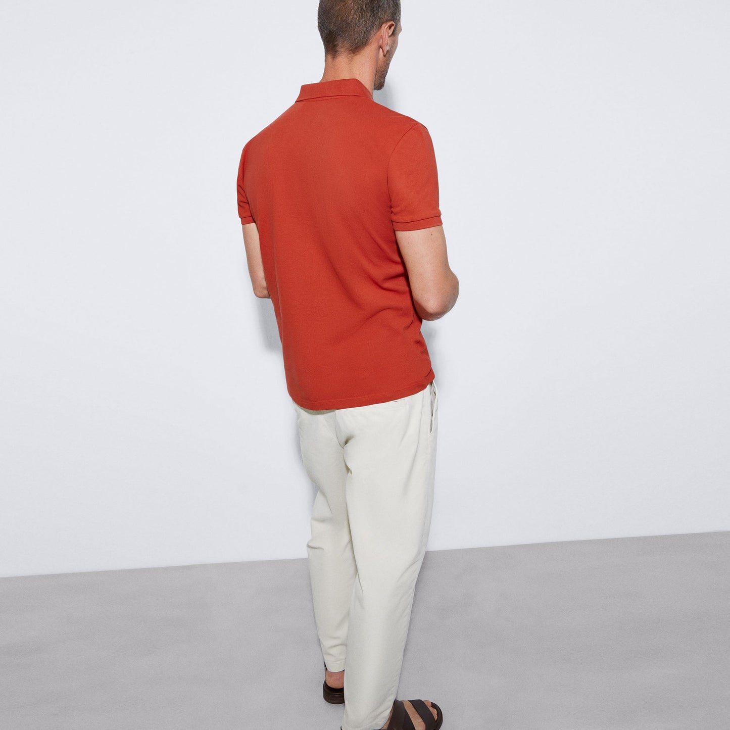 Tile Red Cotton Pique Two Button Polo Shirt