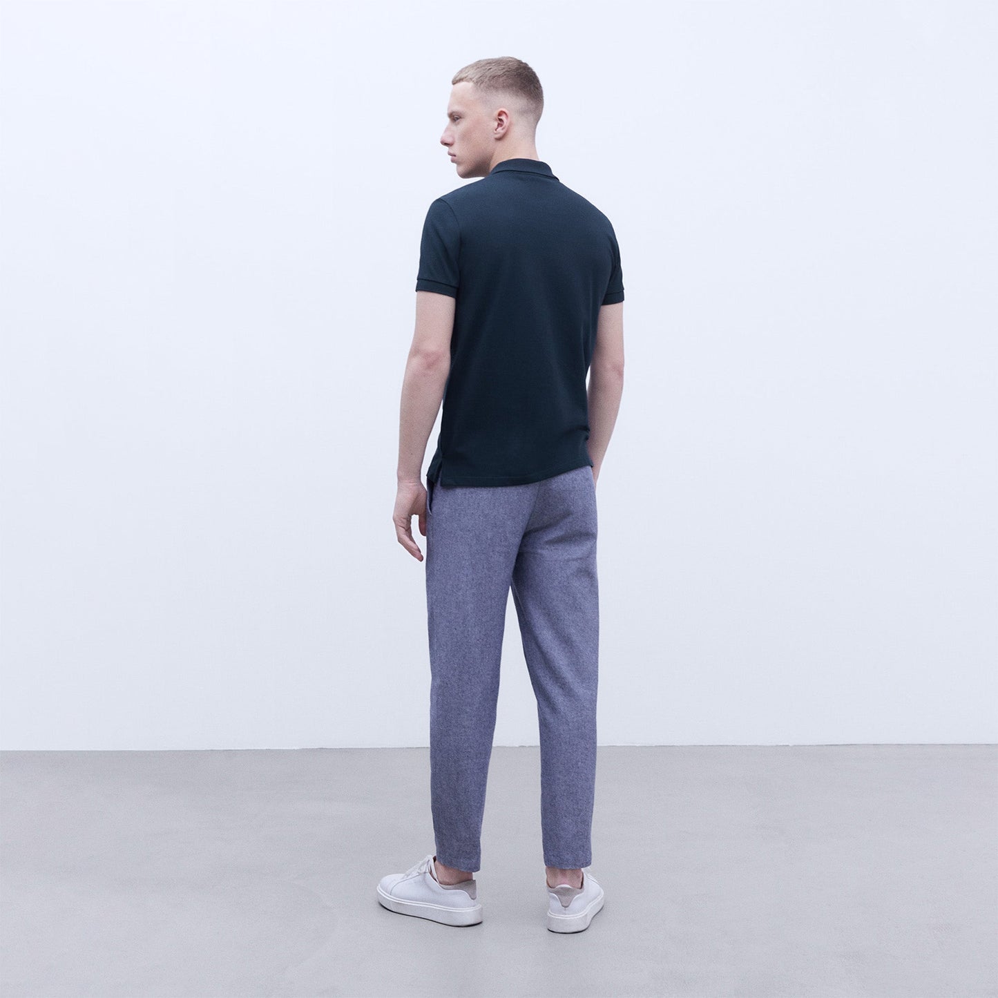 Navy Blue Cotton Polo Shirt
