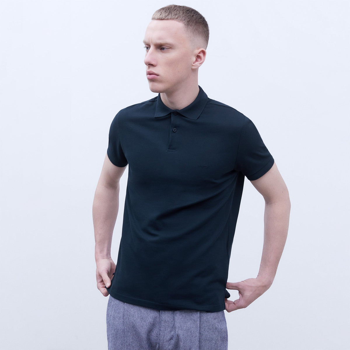 Navy Blue Cotton Polo Shirt