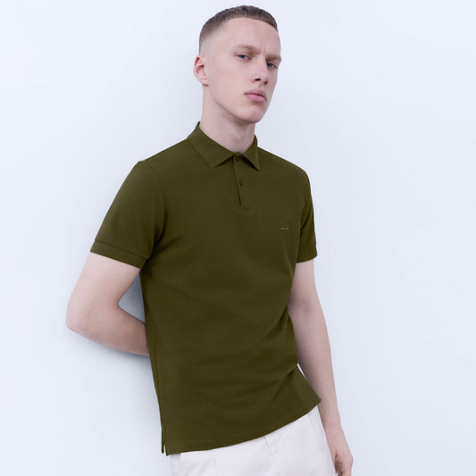 Slim Fit Khaki Cotton Polo