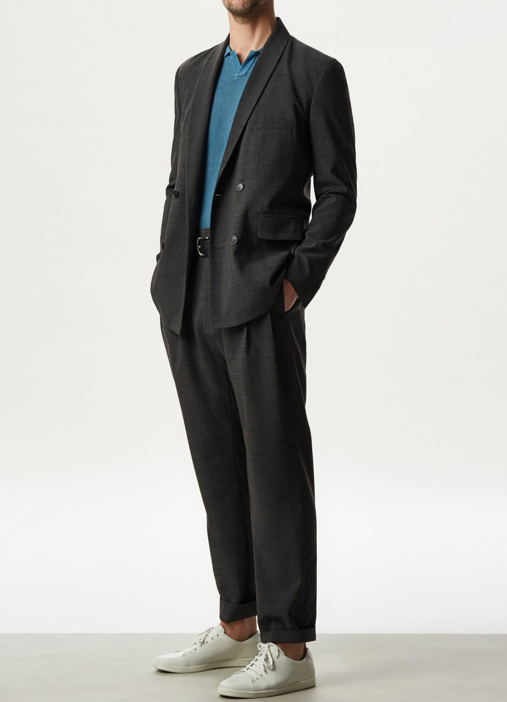 Prussian Blue Delave Polo Shirt With Short Sleeve