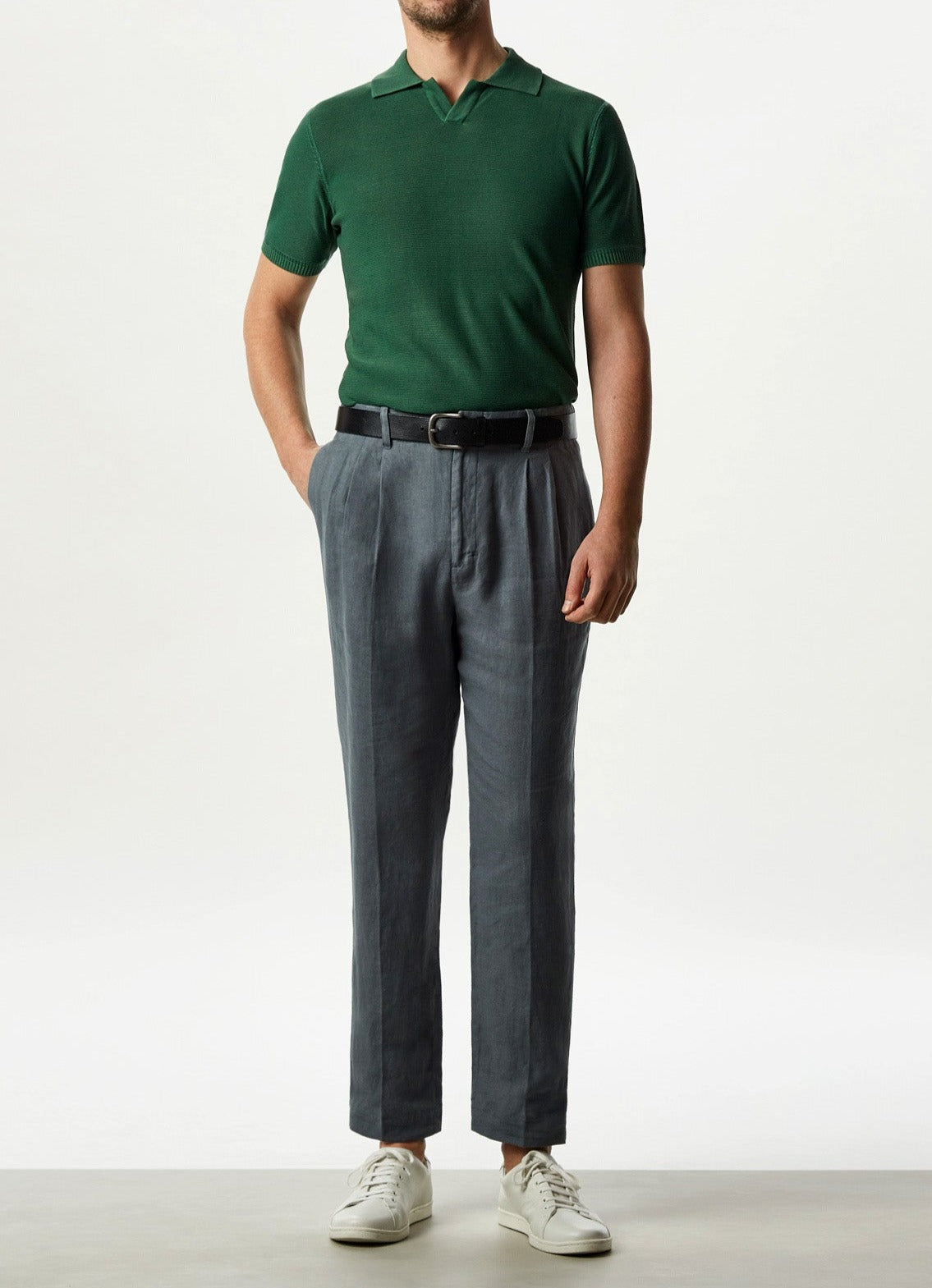 Green Delave Polo Shirt With Short Sleeve