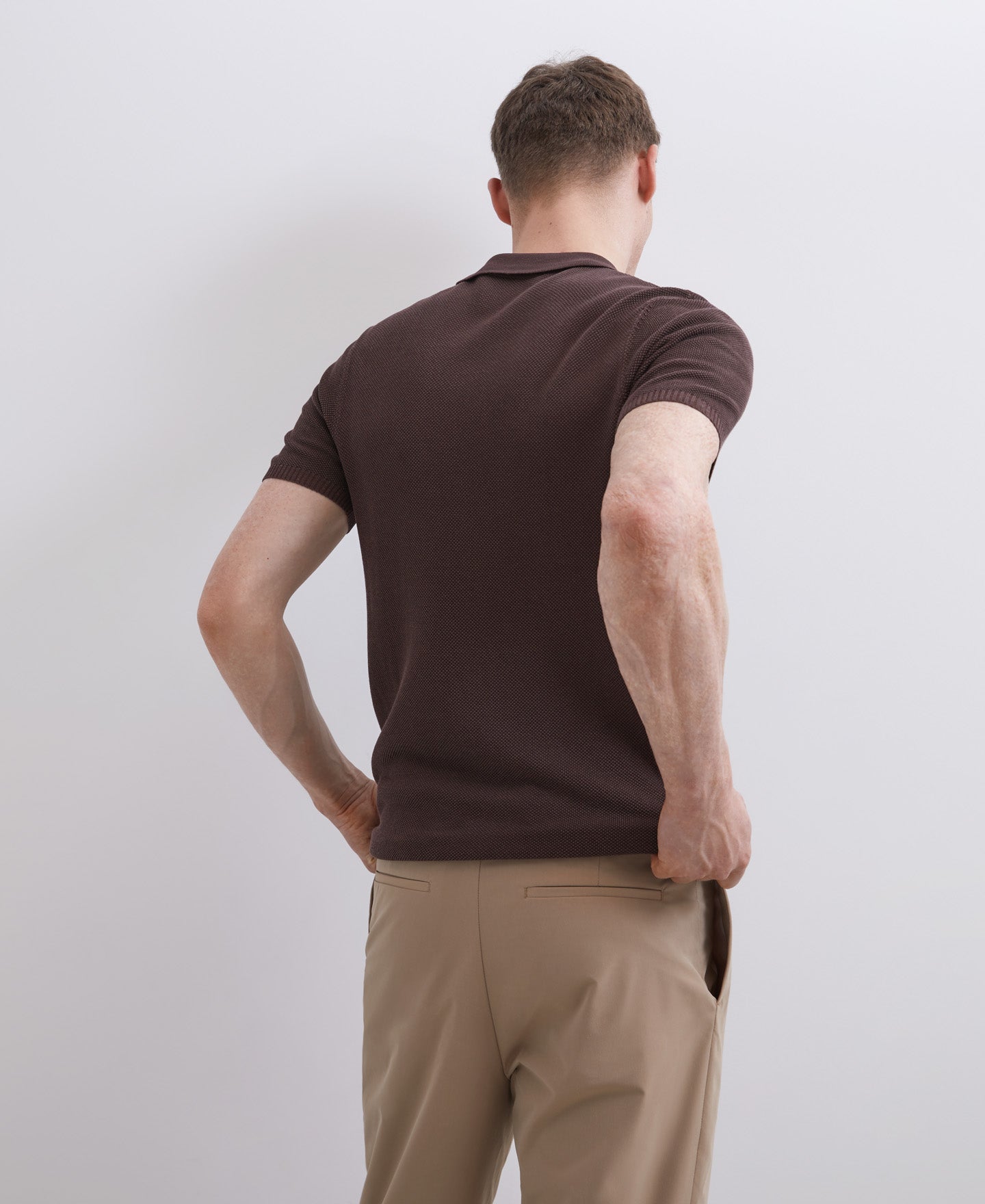 Brown Pique Shirt Collar Polo Shirt
