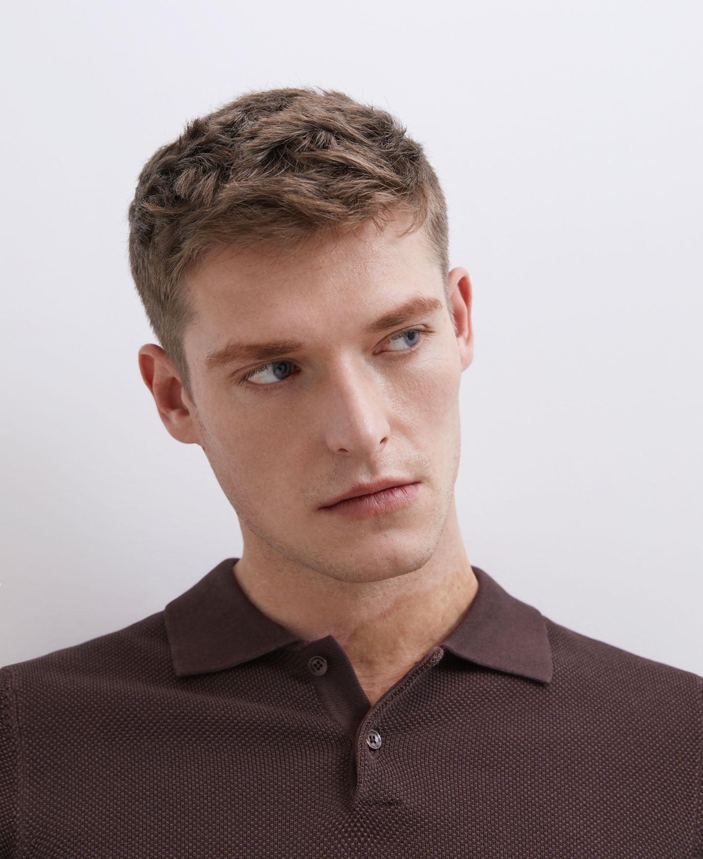 Brown Pique Shirt Collar Polo Shirt