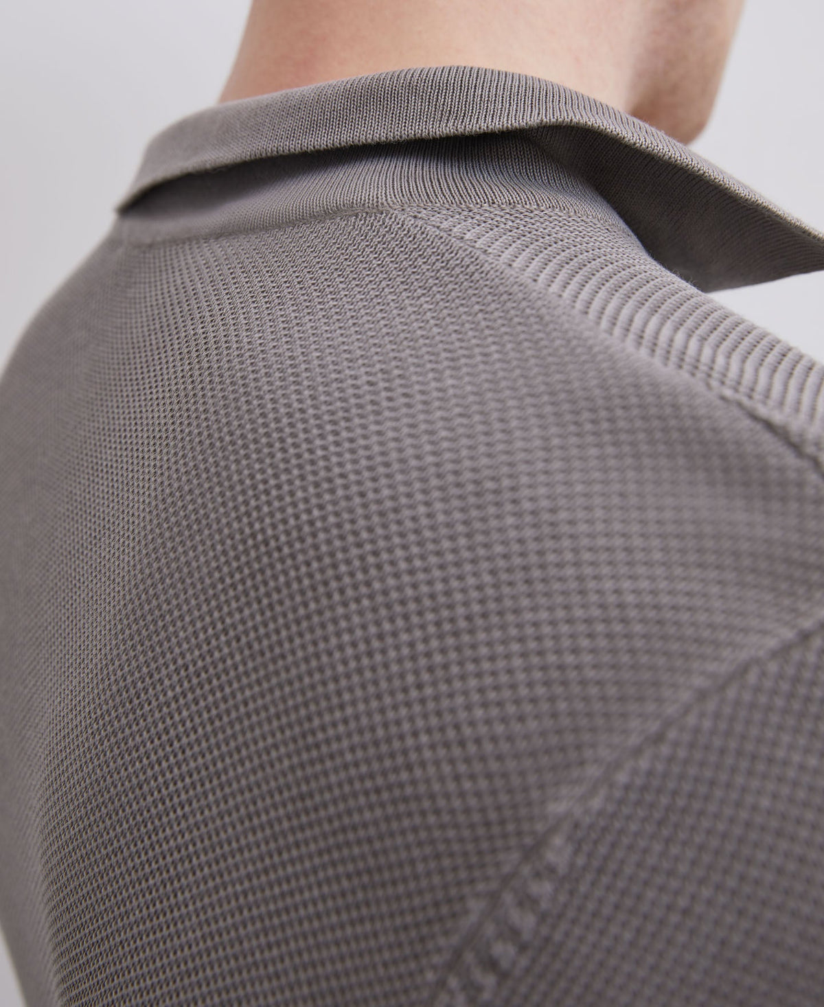 Grey Pique Shirt Collar Polo Shirt