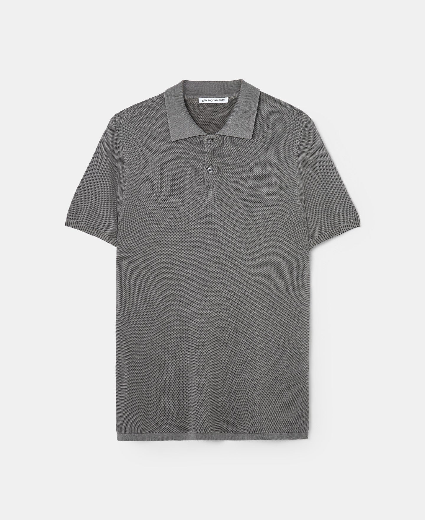 Grey Pique Shirt Collar Polo Shirt