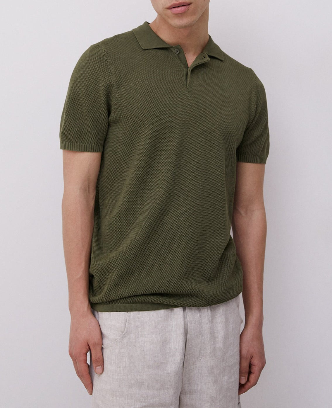 Khaki Cotton And Viscose Polo Shirt