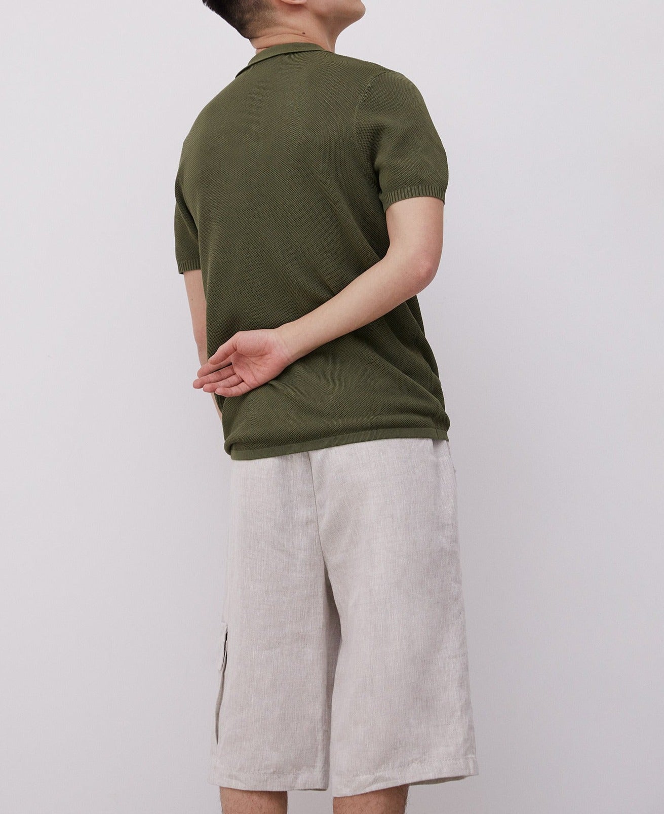 Khaki Cotton And Viscose Polo Shirt