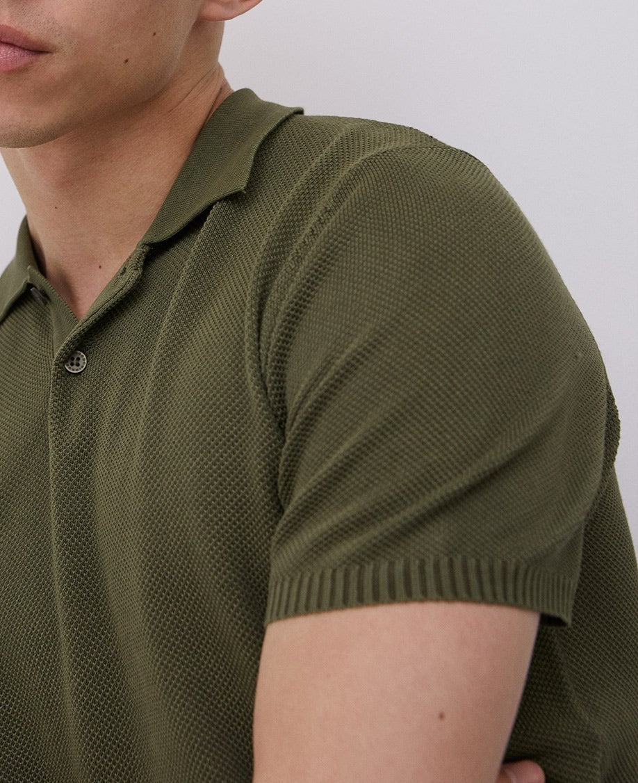 Khaki Cotton And Viscose Polo Shirt