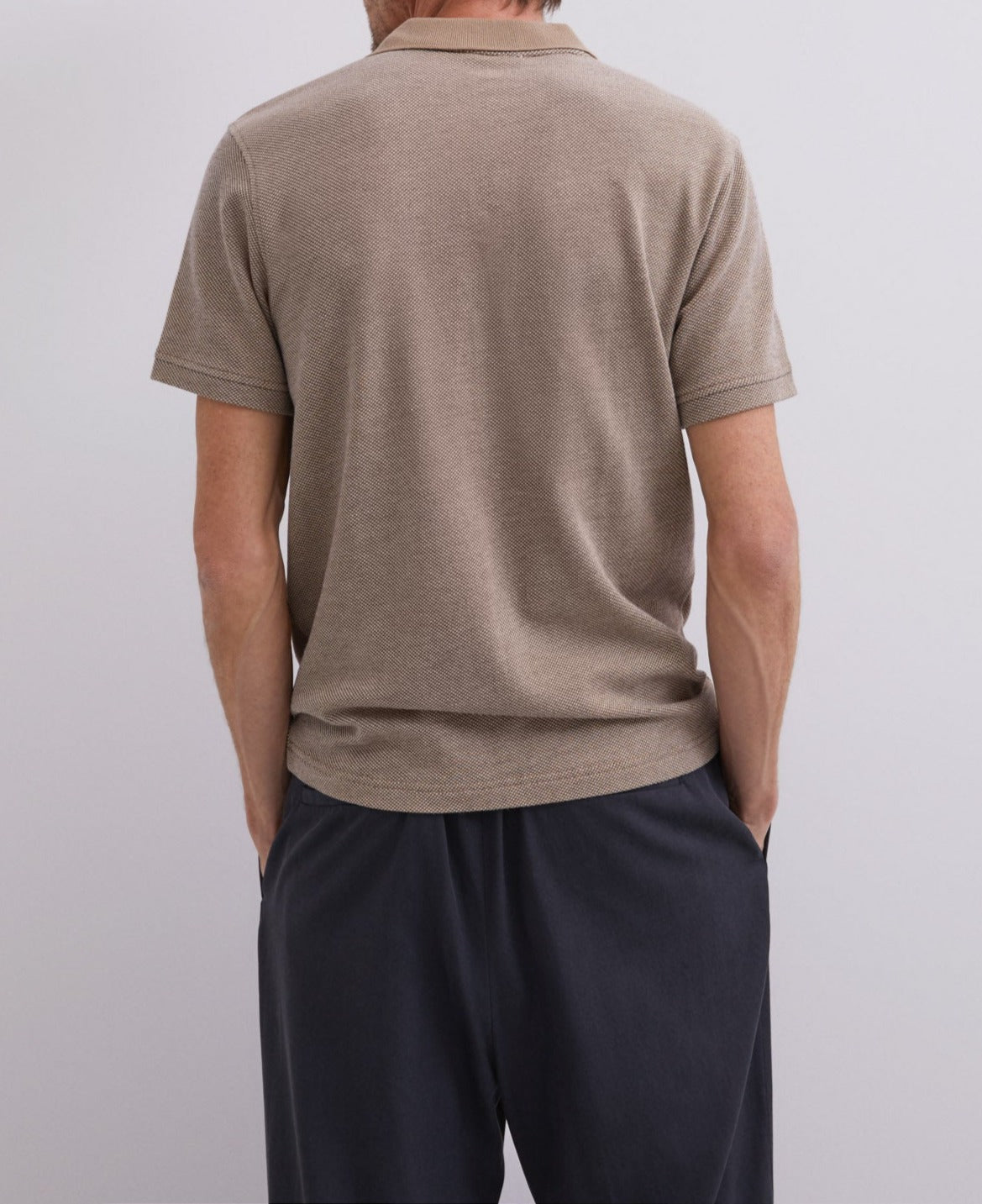 Brown/Ecru Cotton Jersey Polo Shirt
