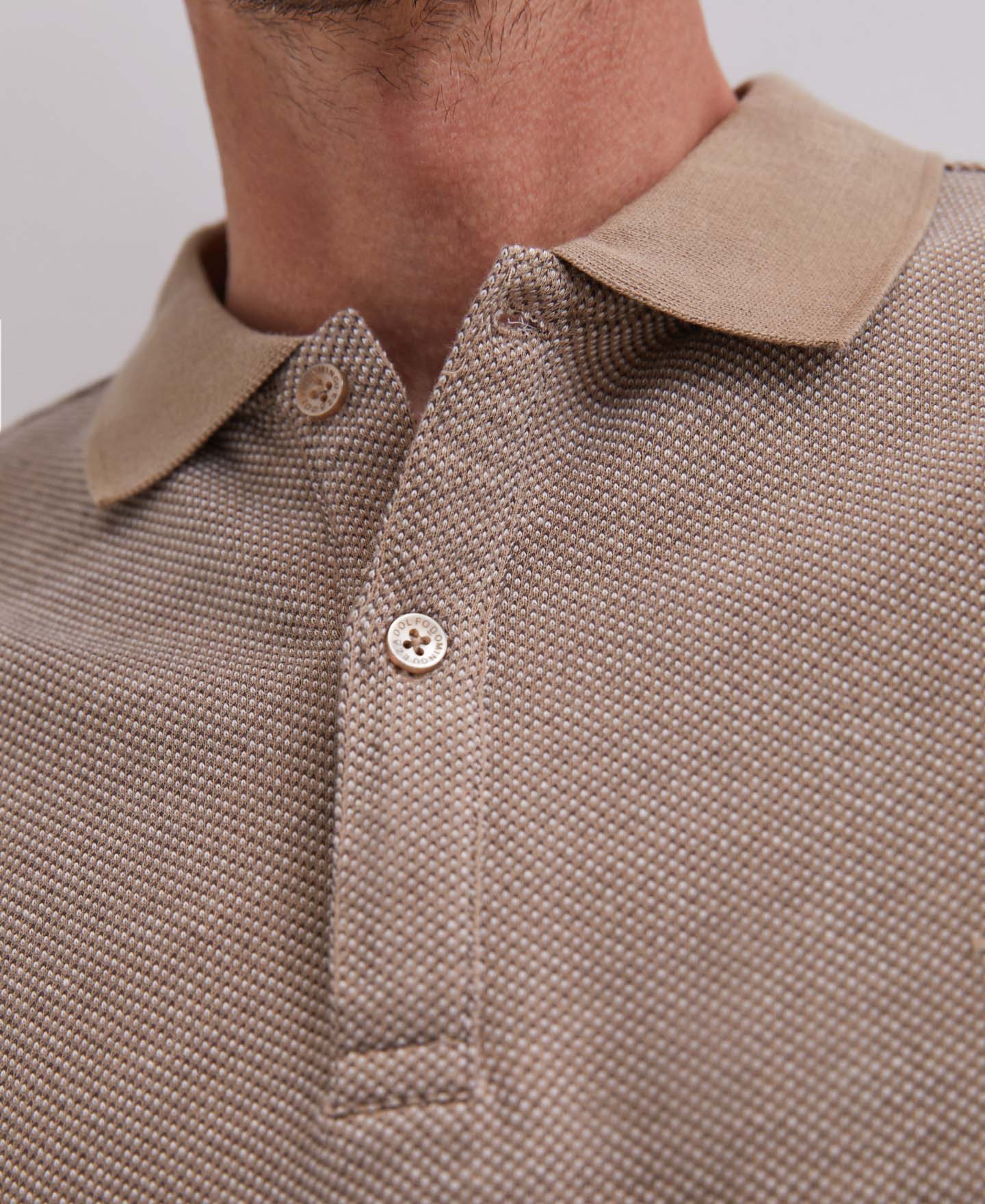 Brown/Ecru Cotton Jersey Polo Shirt