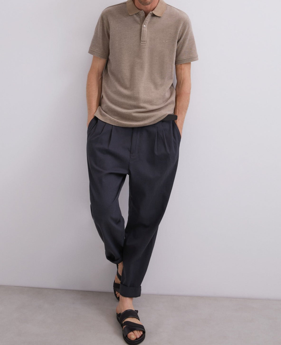 Brown/Ecru Cotton Jersey Polo Shirt