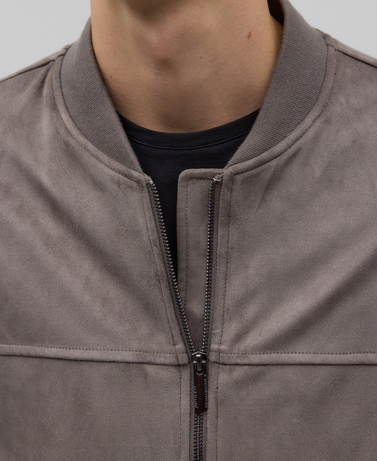 Bomber jacket with front zip man in taupe