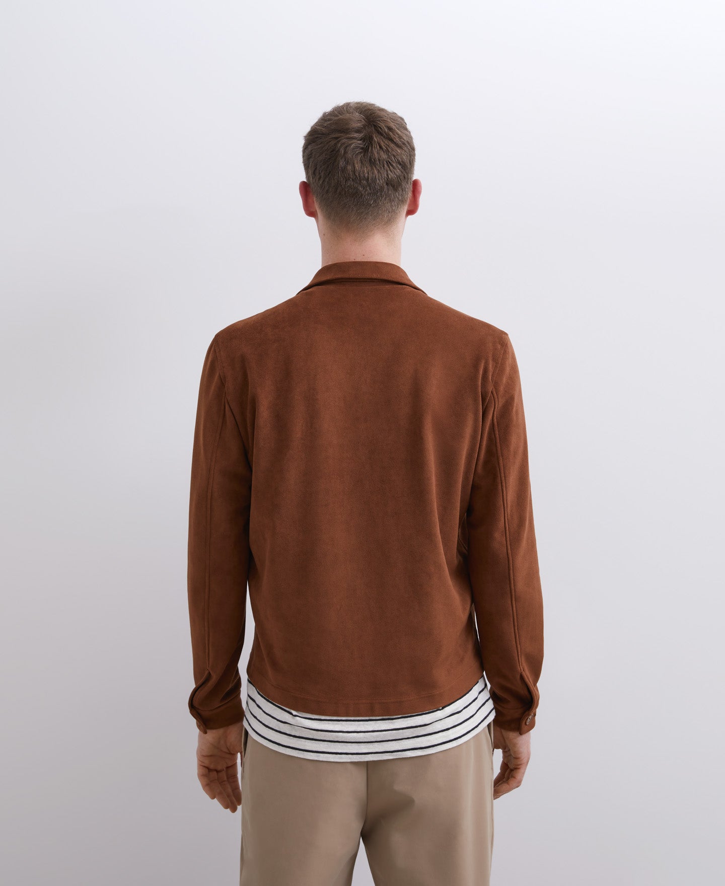 Brown/Ecru Shirt Jacket In Suedette