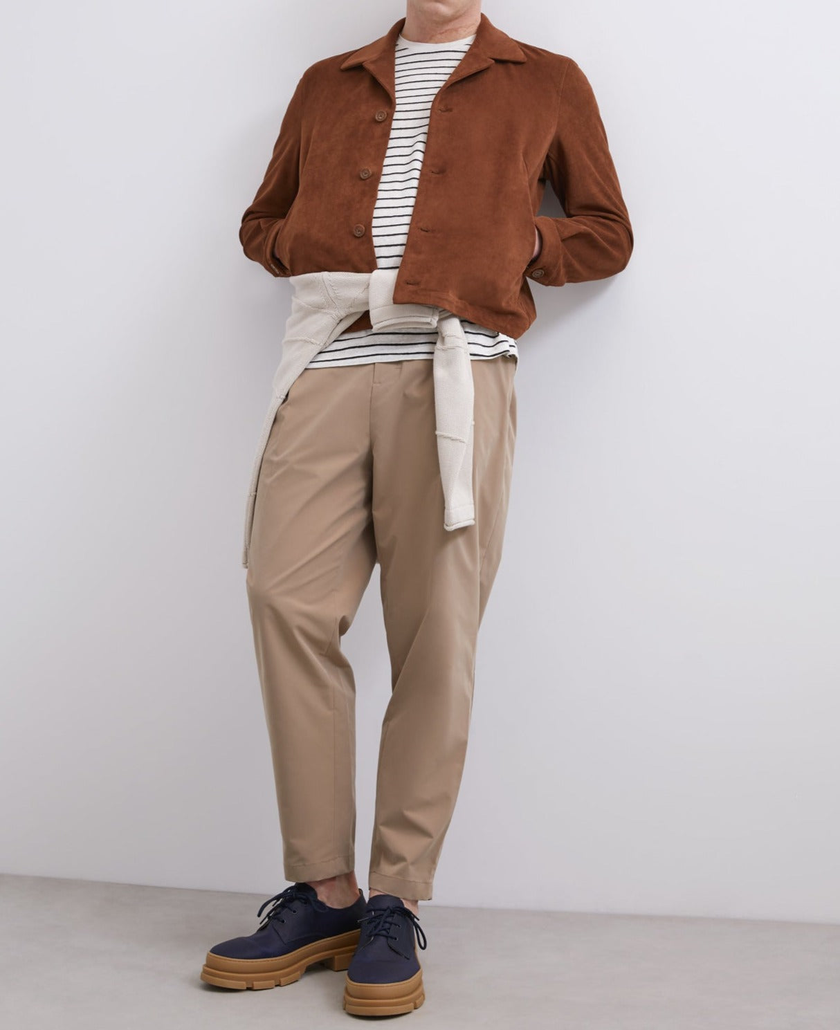 Brown/Ecru Shirt Jacket In Suedette
