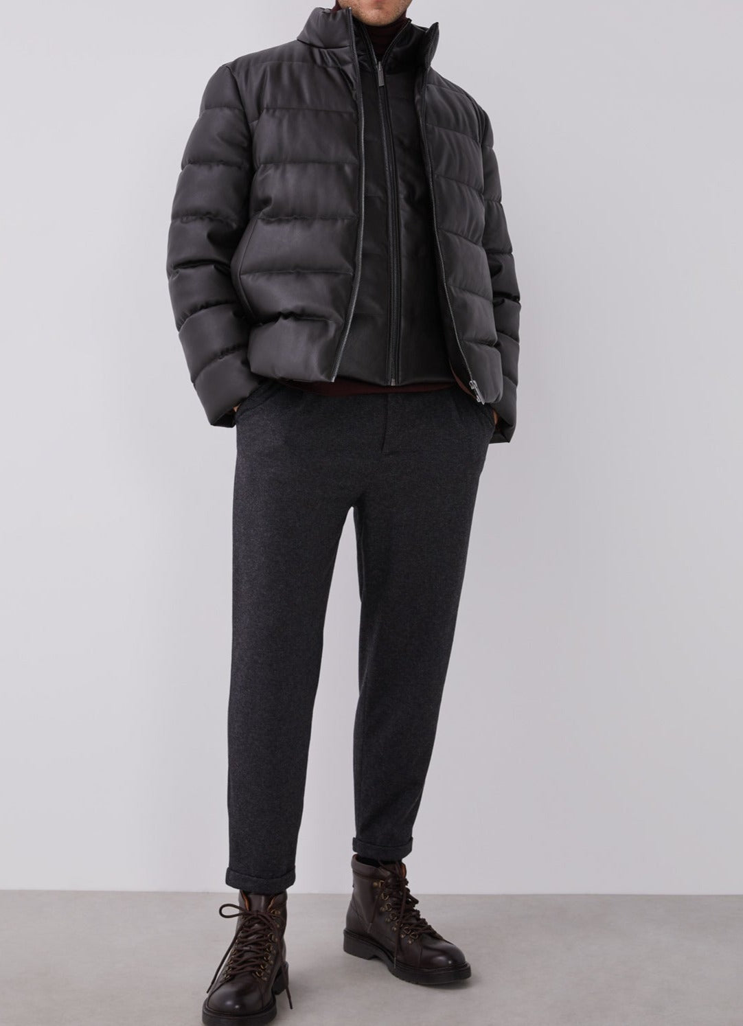 Brown Gummed Puffer Jacket