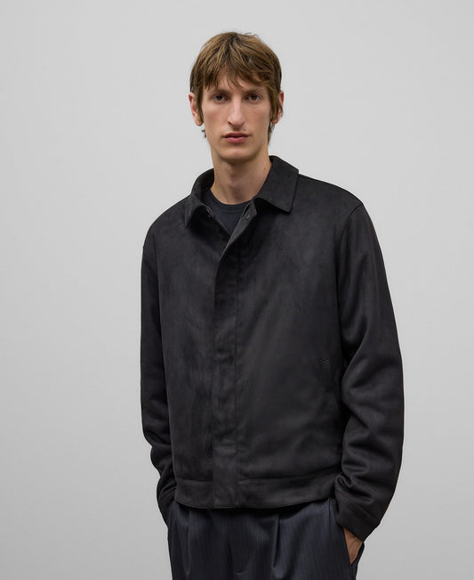 Black Faux Suede Jacket For Men