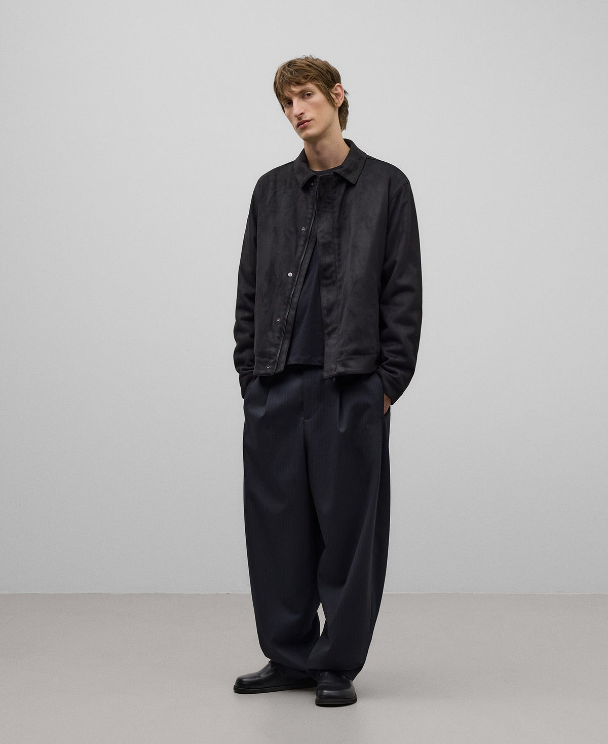 Black Faux Suede Jacket For Men
