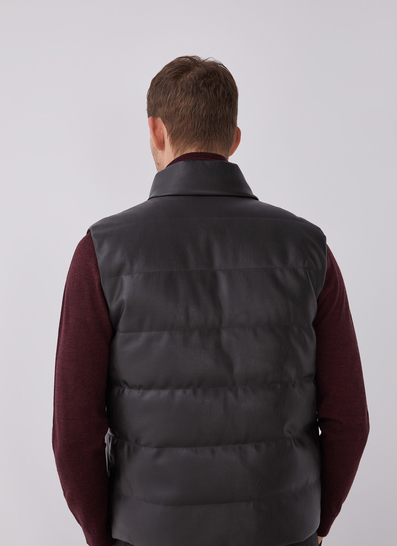 Brown Reversible Gummed Puffer Waistcoat