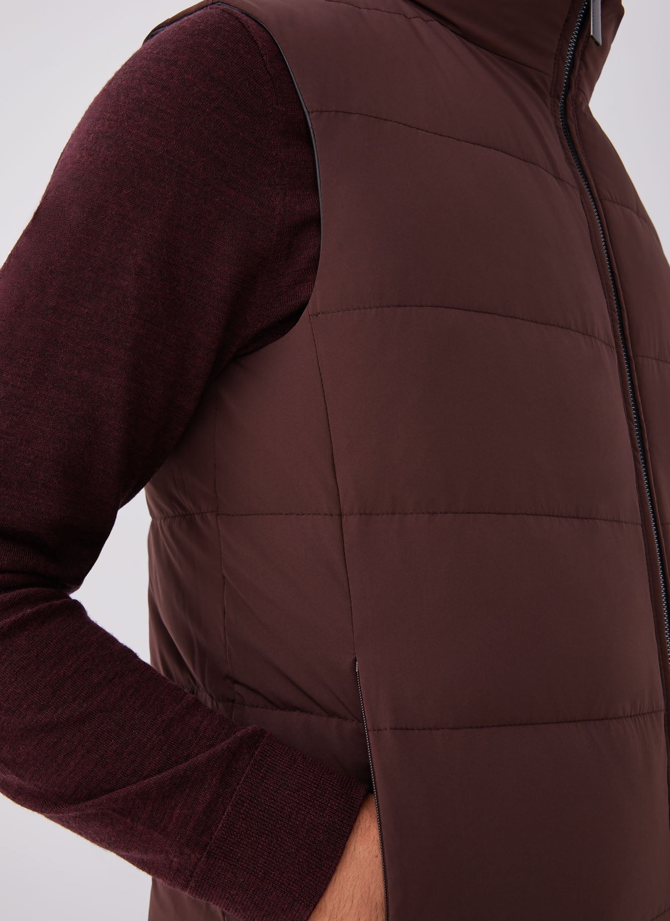 Brown Reversible Gummed Puffer Waistcoat