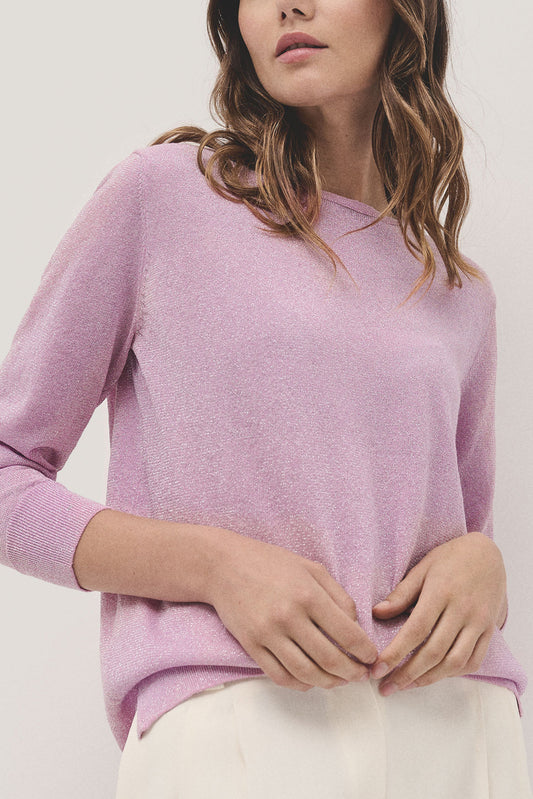 Long sleeves jumper in pink lurex