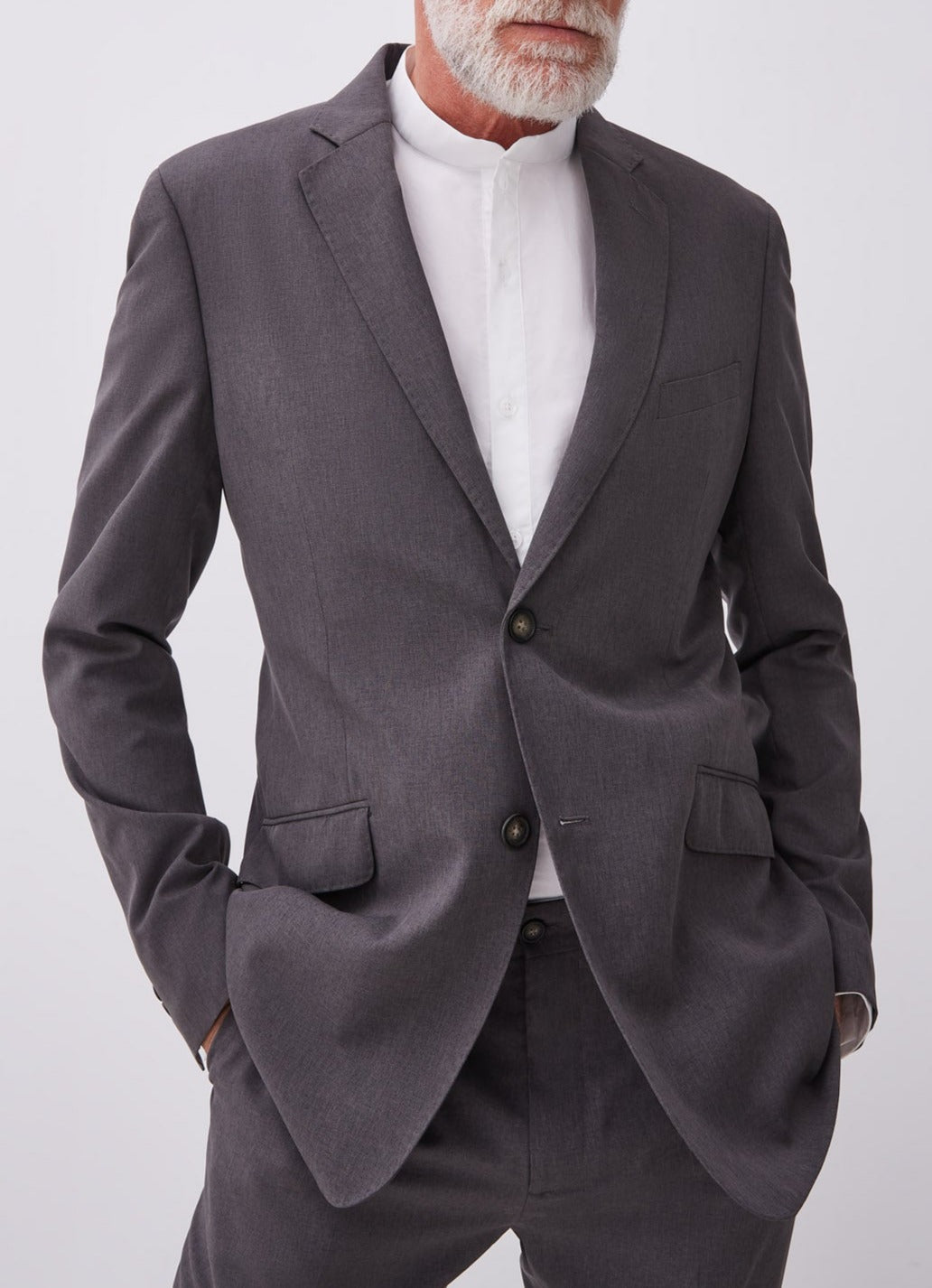 Charcoal Grey Two-Button Plain Suit
