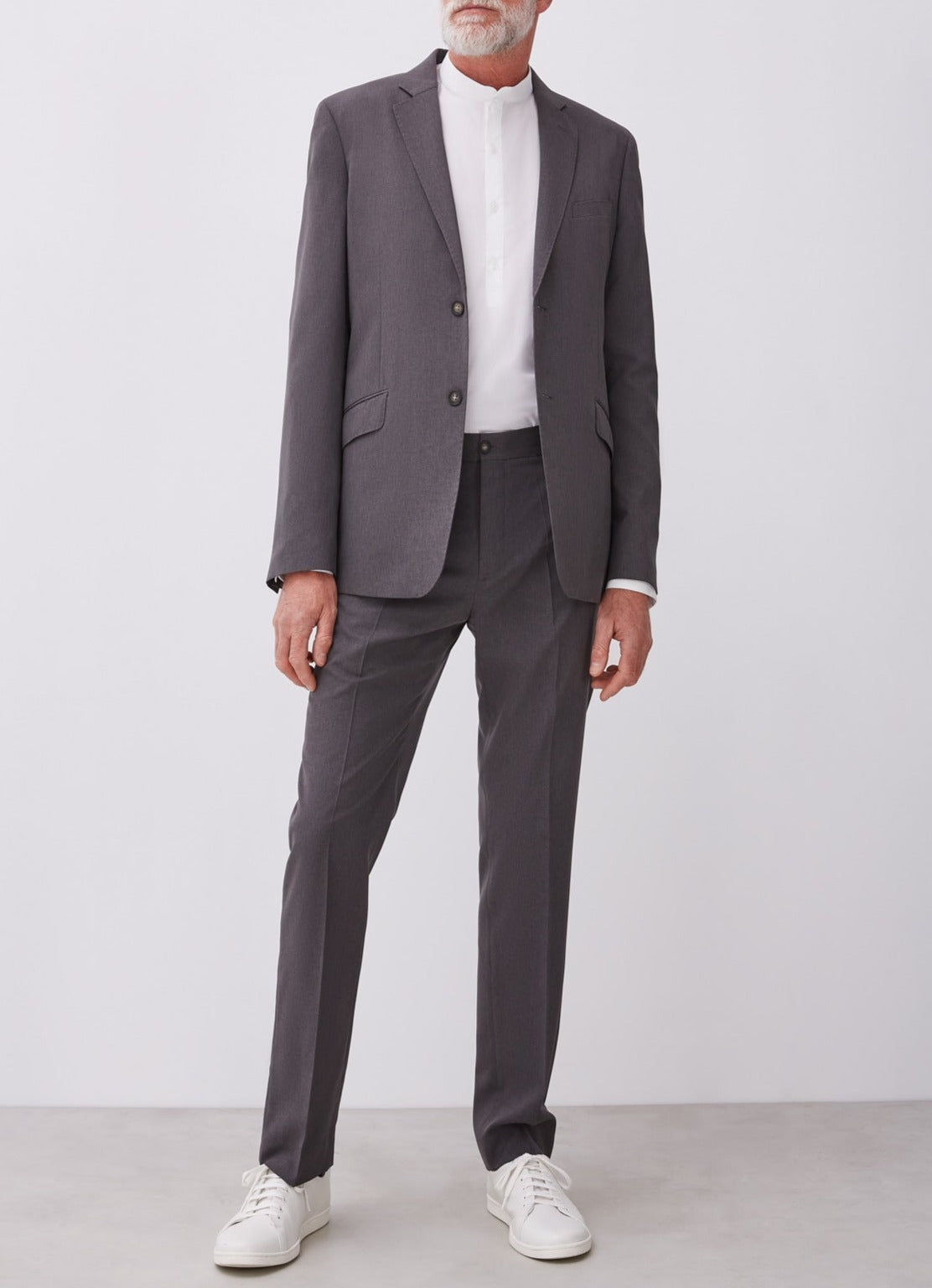 Charcoal Grey Two-Button Plain Suit