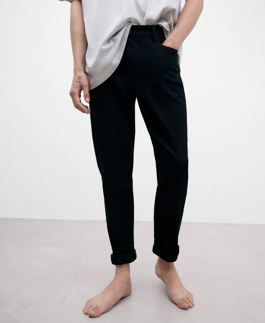 Black Cotton Denim Trousers