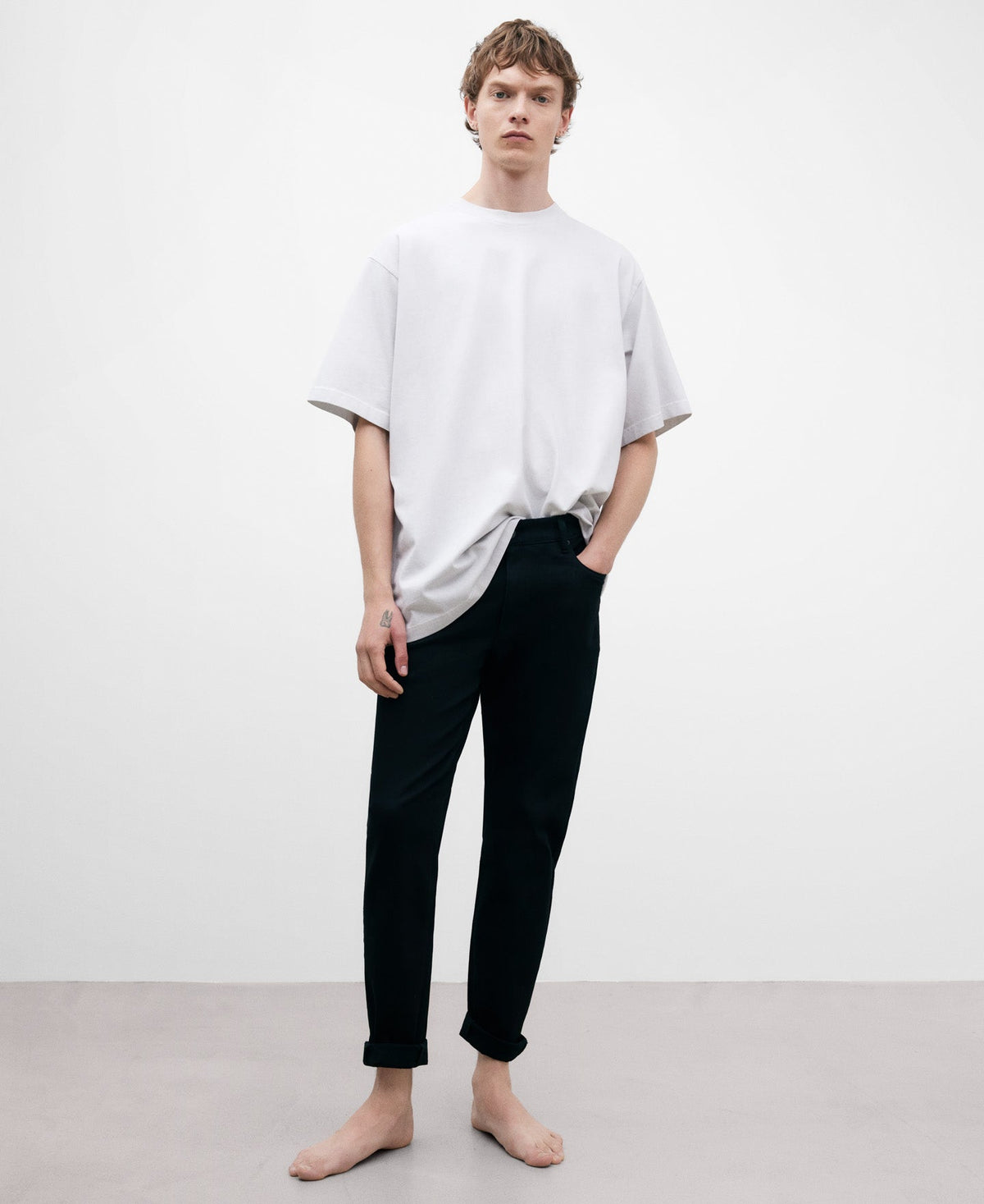 Black Cotton Denim Trousers
