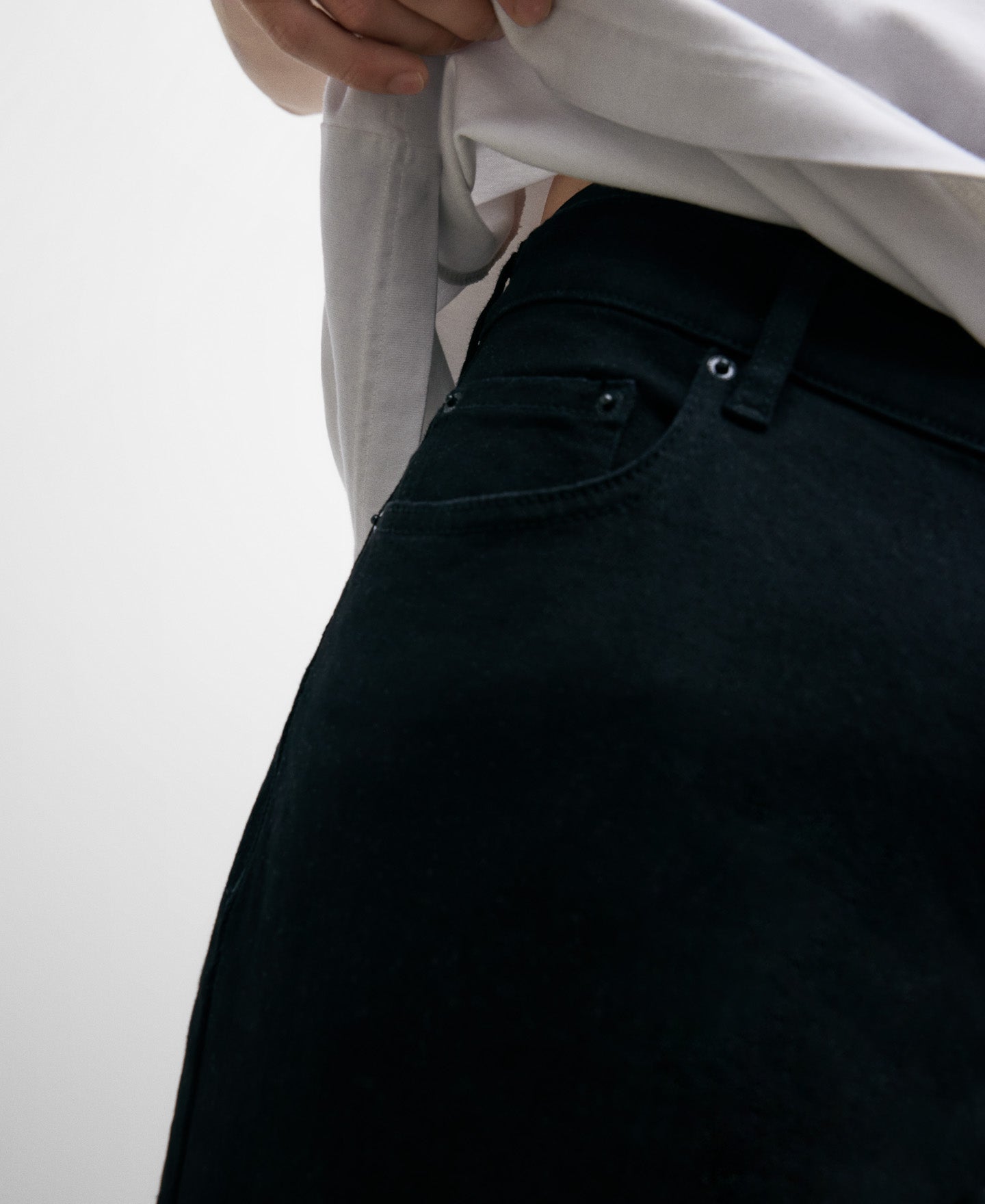 Black Cotton Denim Trousers