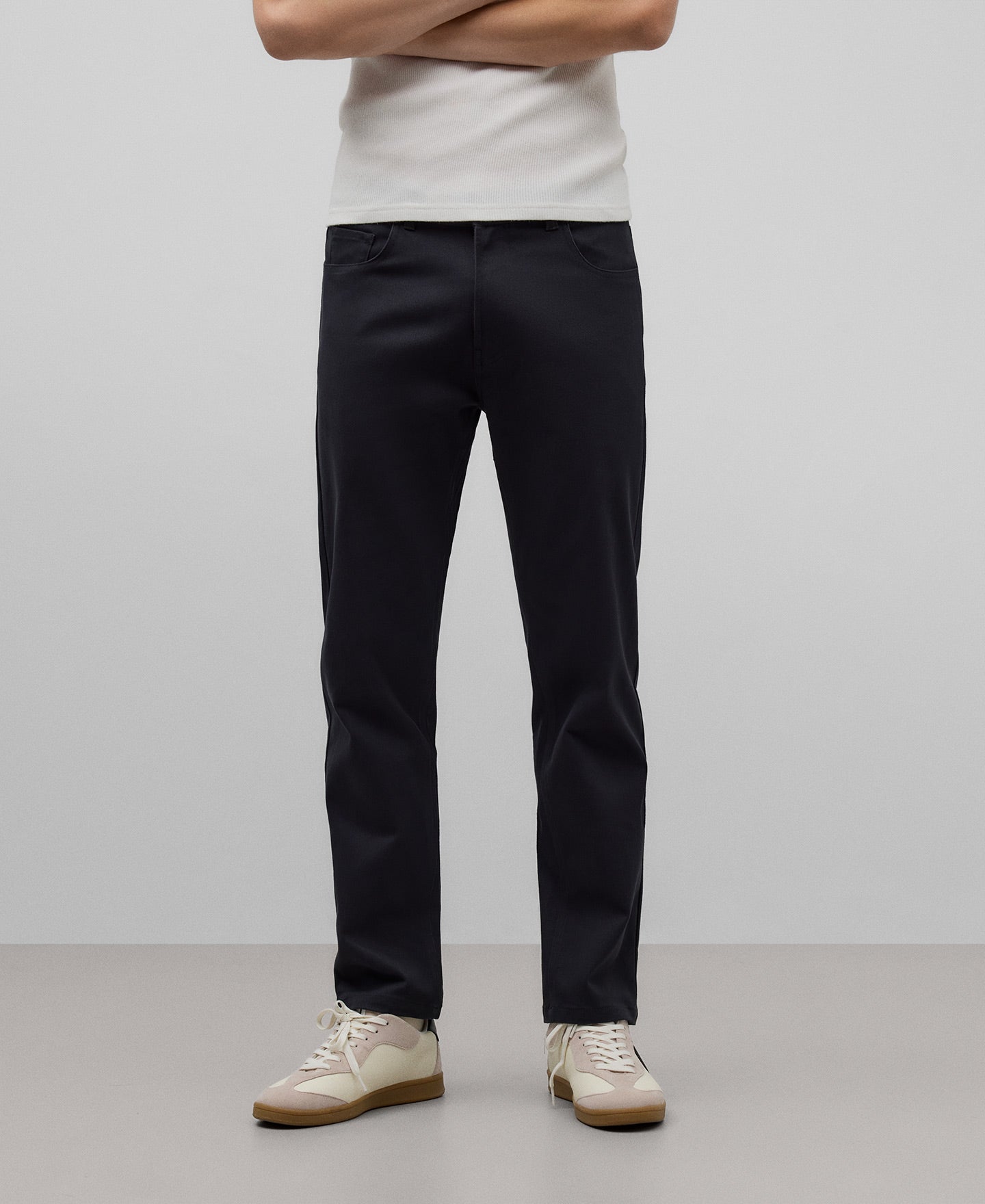 Cotton denim trousers man in charcoal grey