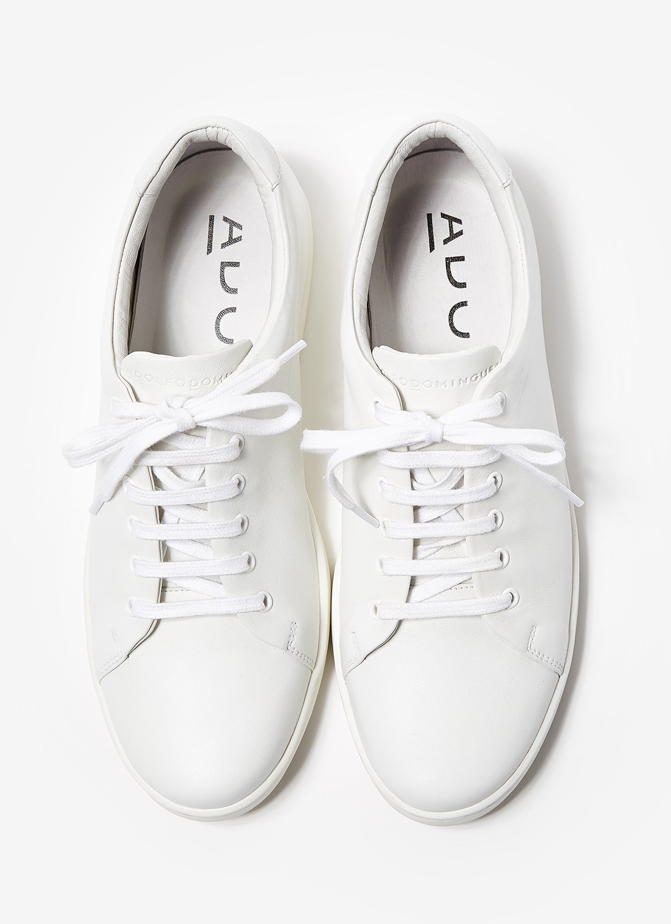 White Leather Sneakers With Rubber Sole