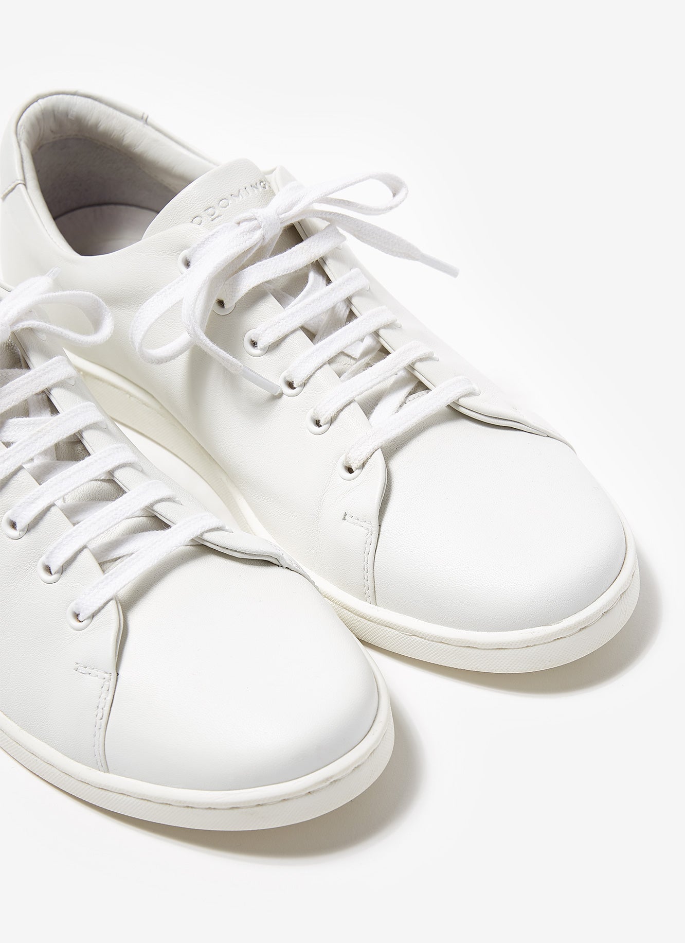 White Leather Sneakers With Rubber Sole