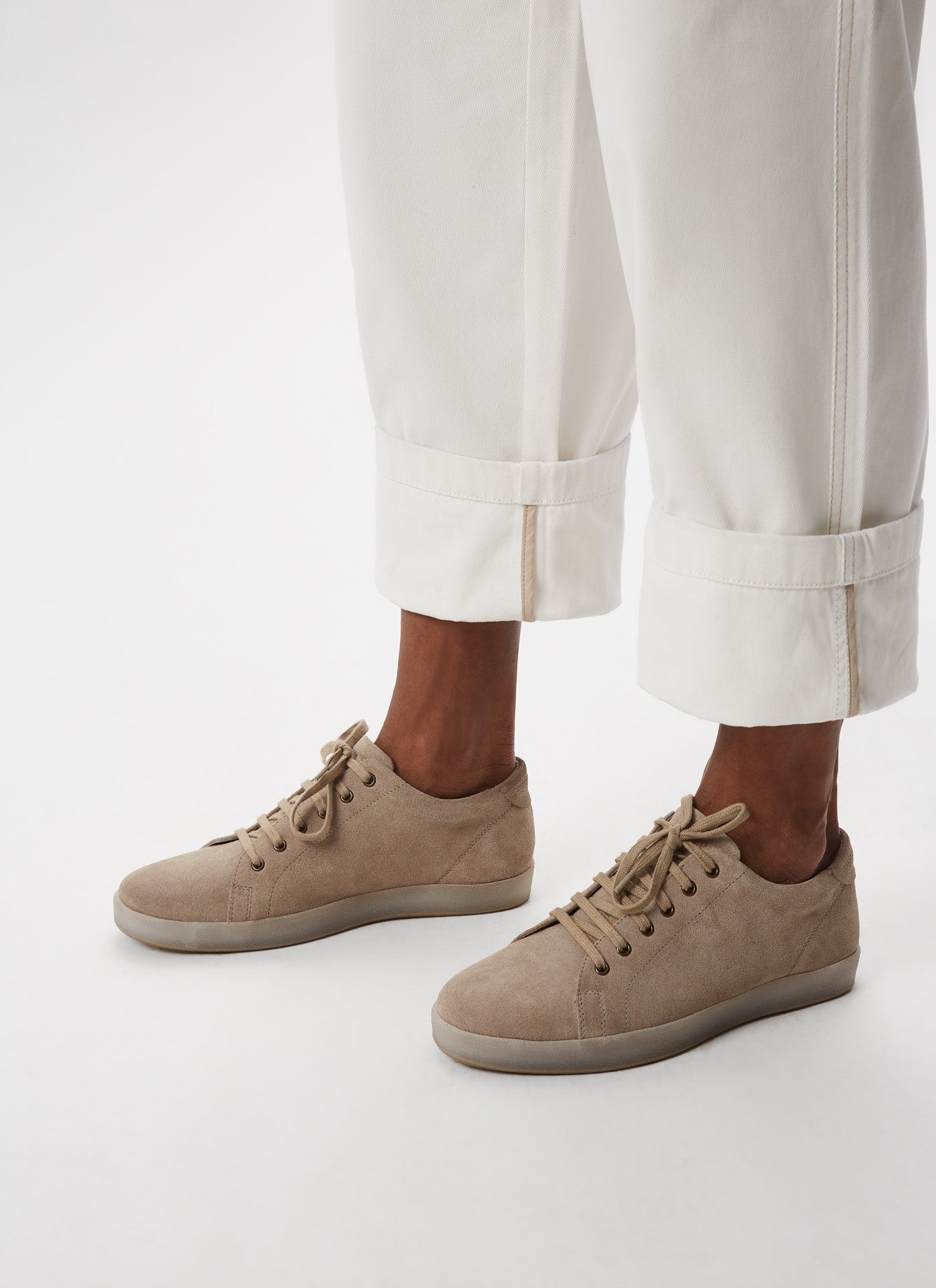 Stone Suede Sneakers With Rubber Sole