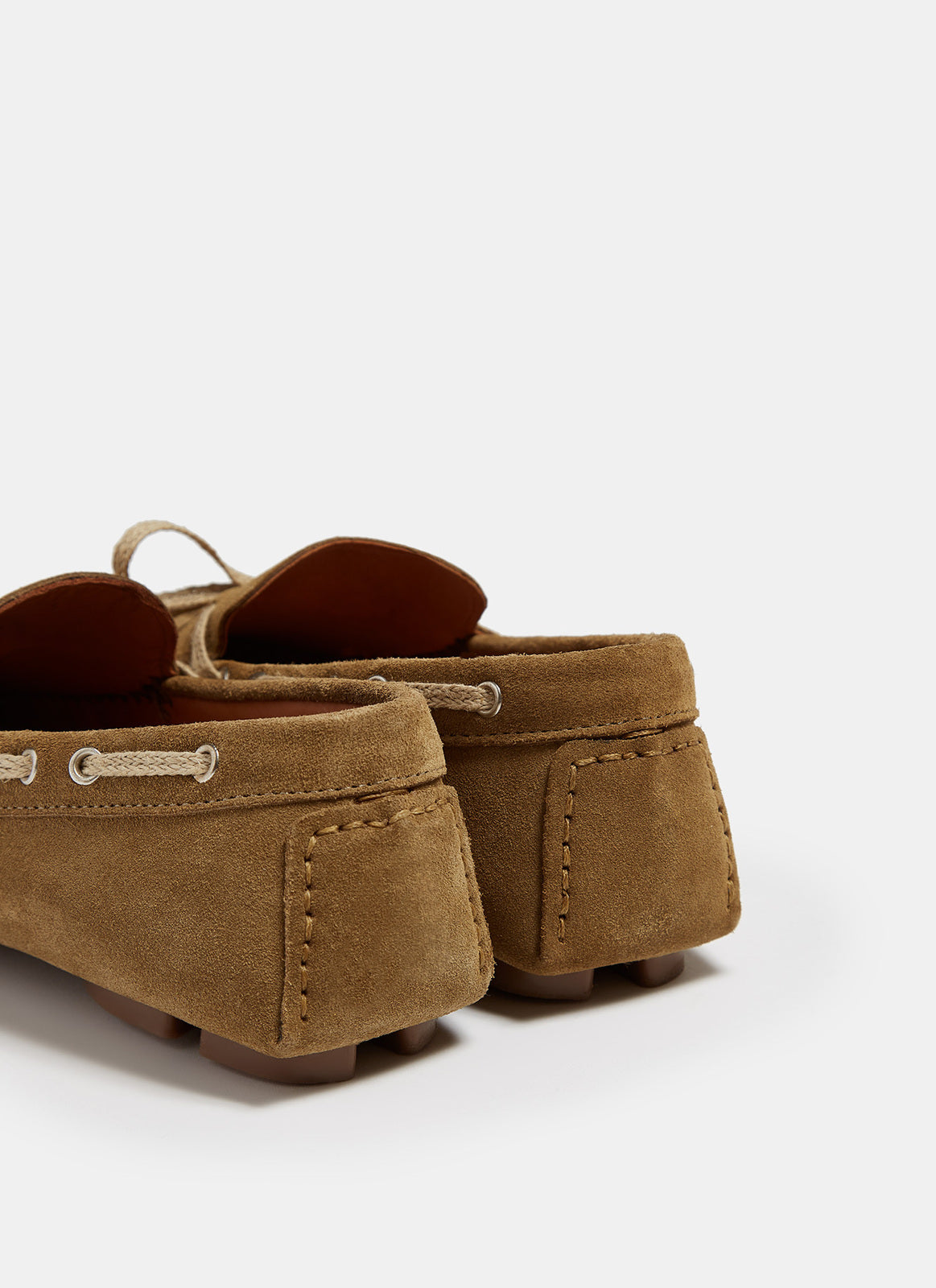 Brown Suede Moccasins With Rubber Sole