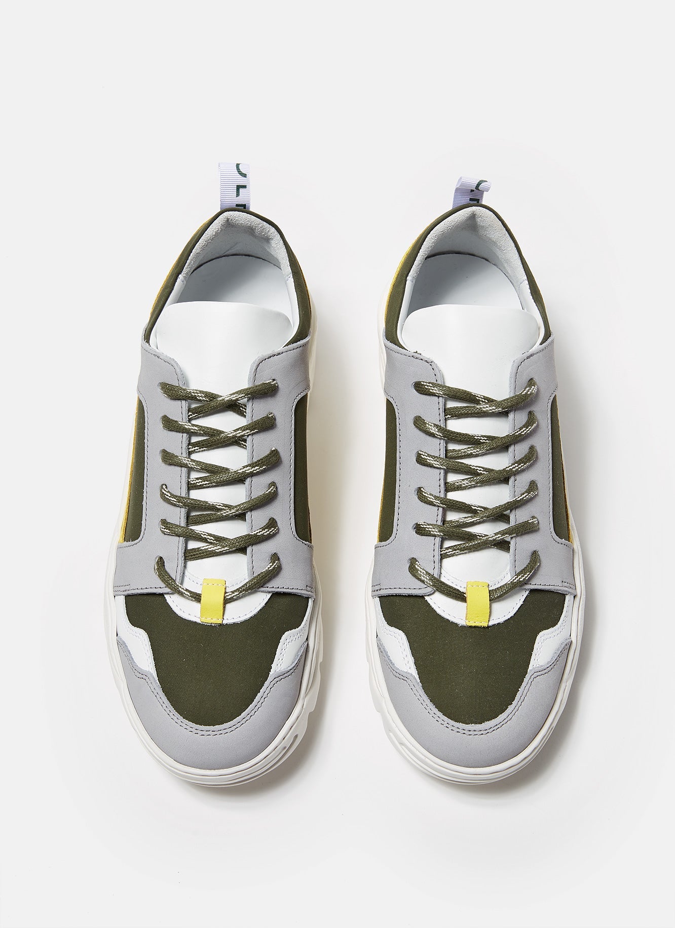 Grey/Green Track Sole Sneakers