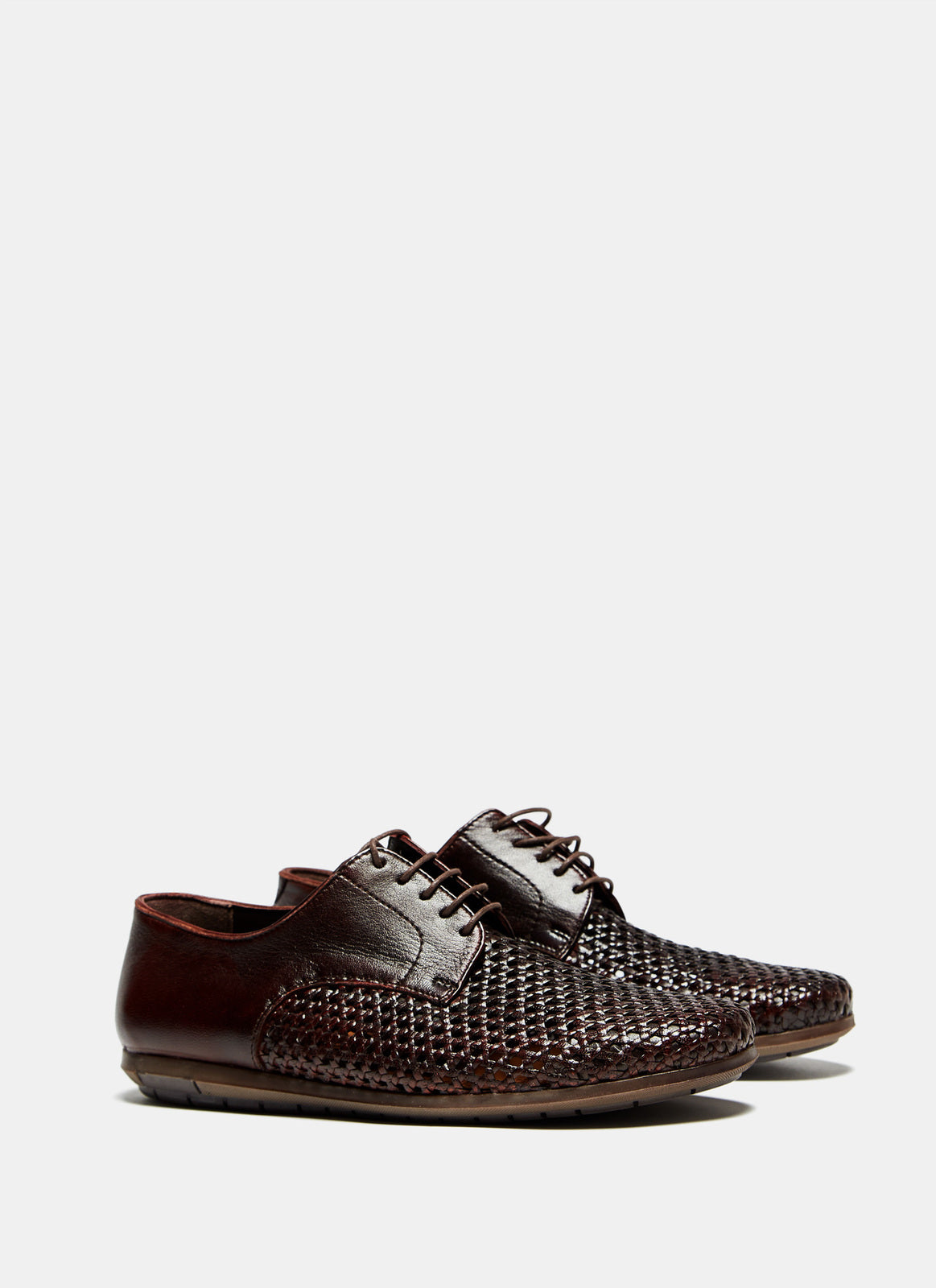 Leather Braided Lace-Up Shoe