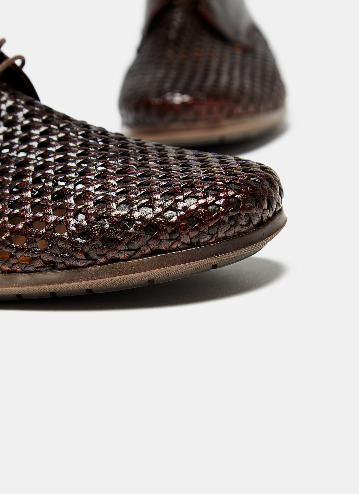 Leather Braided Lace-Up Shoe