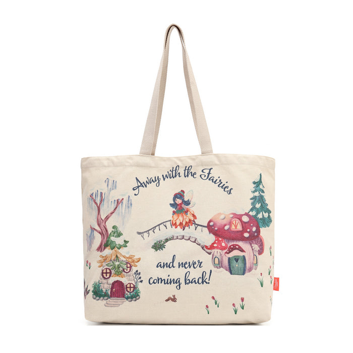 Vendula London Fairy Village Canvas Tote Bag – front, digital print