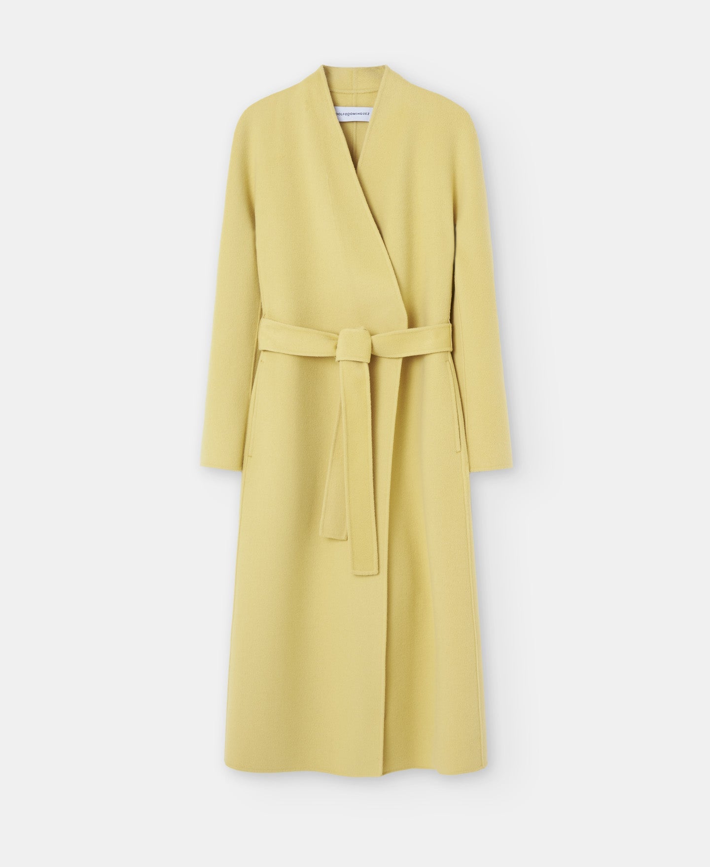 Lemon Yellow Double Face Wool V-Neckline Coat
