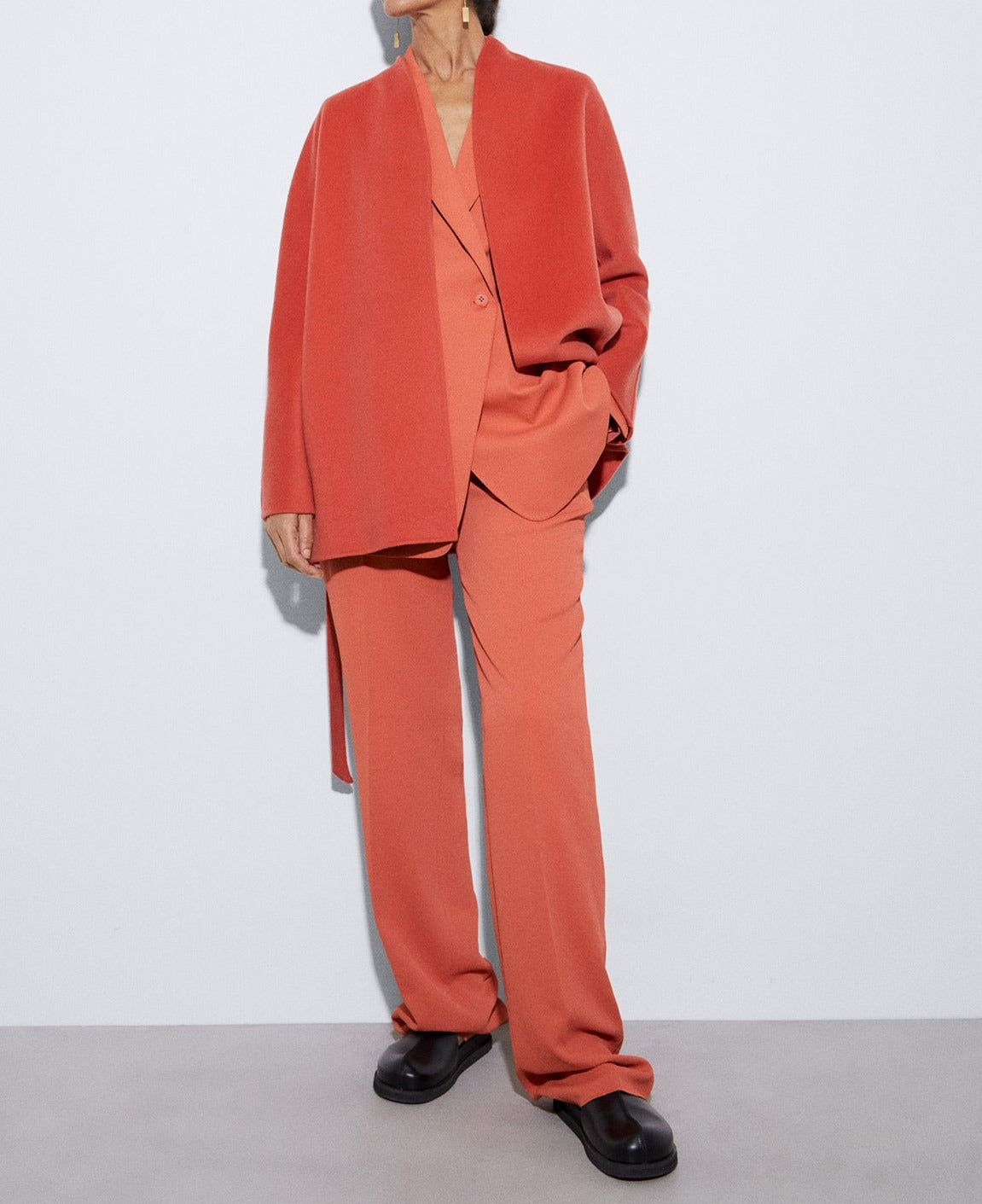 Orange Double-Faced Wool Coat