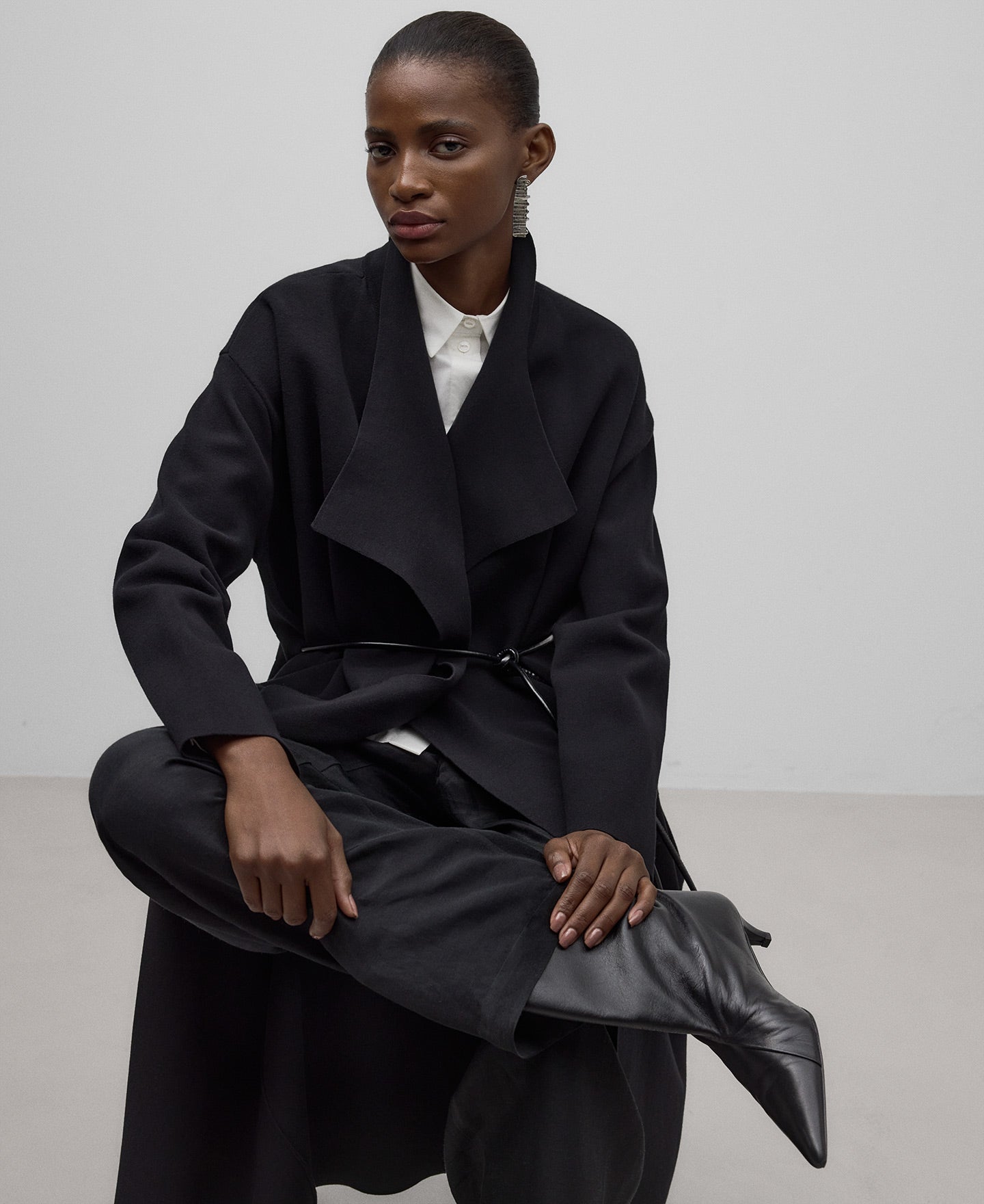 Long Black Knit Coat For Women