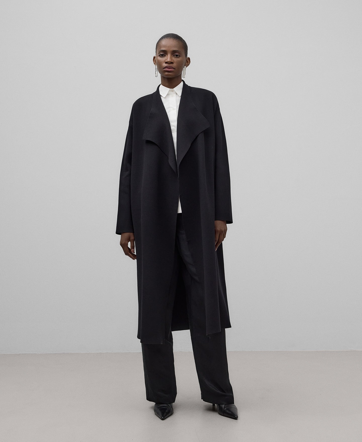 Long Black Knit Coat For Women