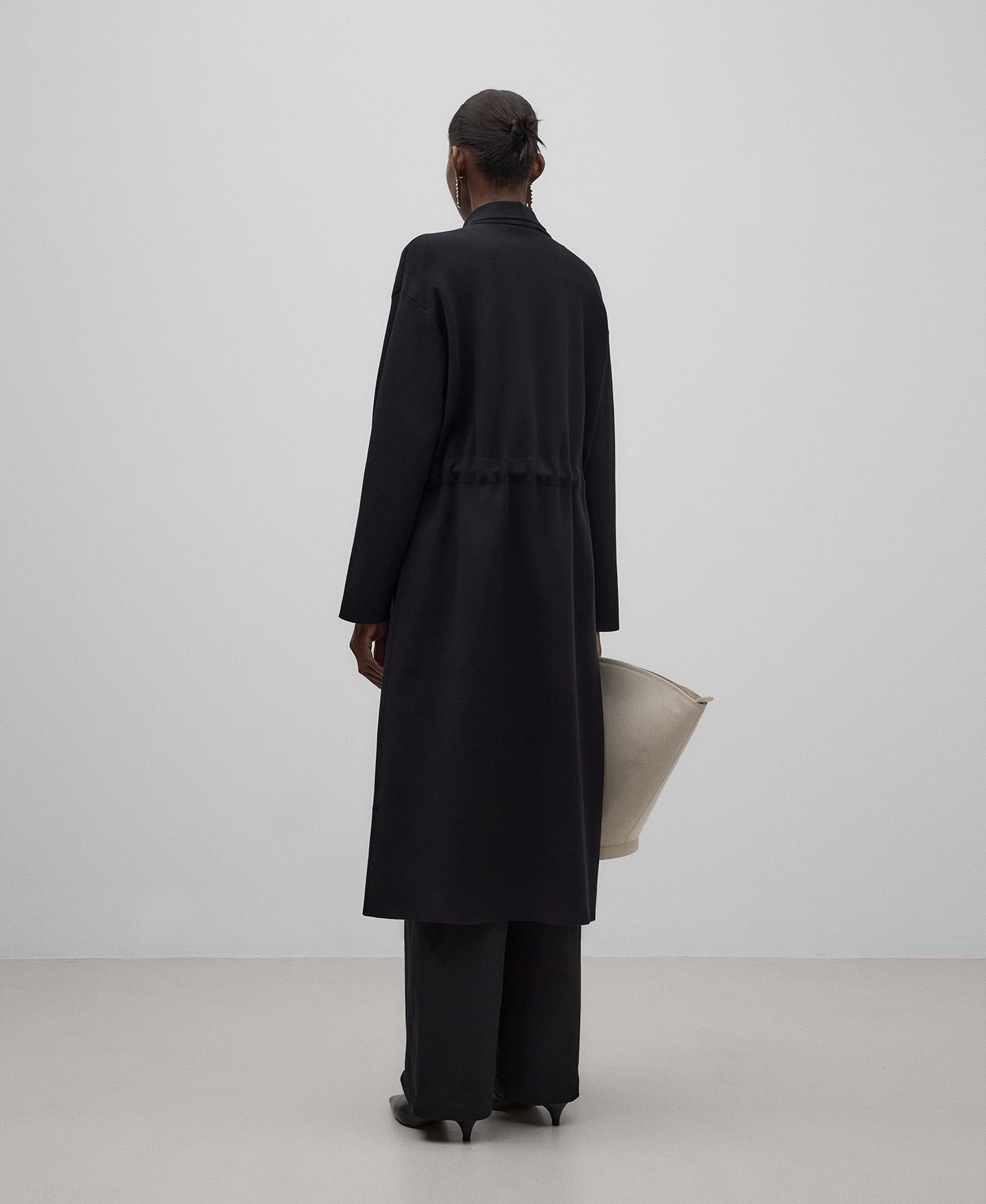 Long Black Knit Coat For Women