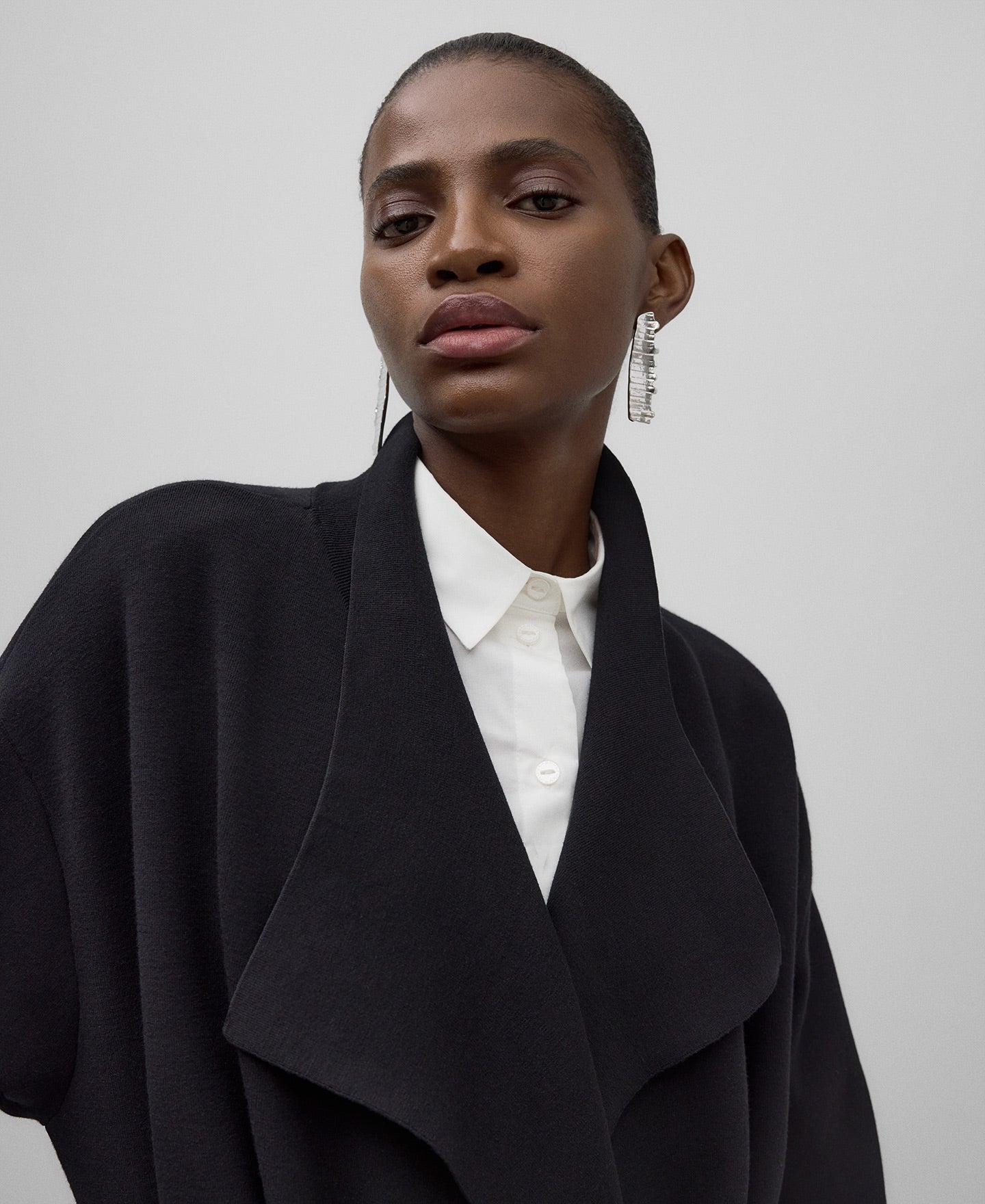 Long Black Knit Coat For Women