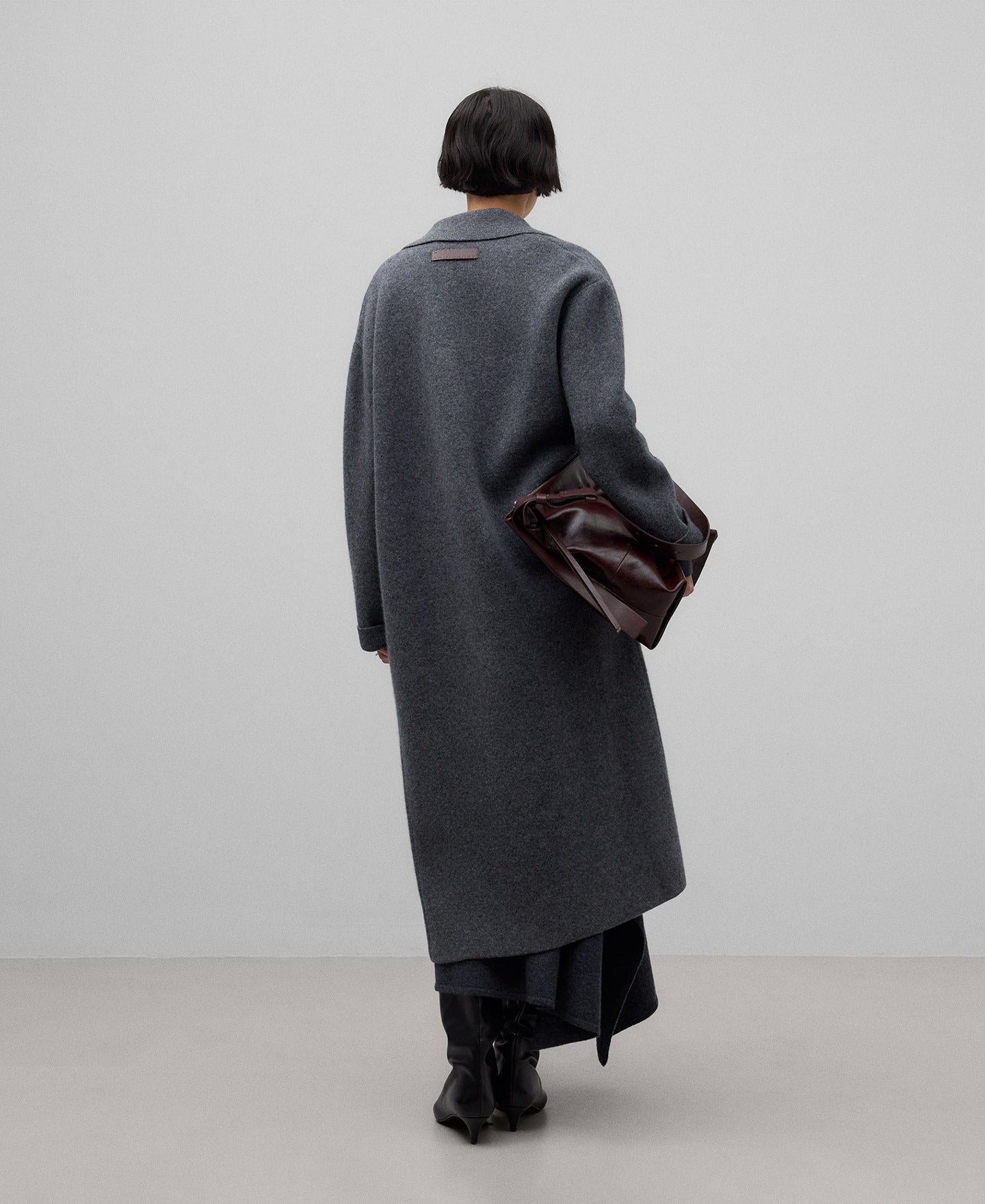 Melange Grey Wool Coat for Women