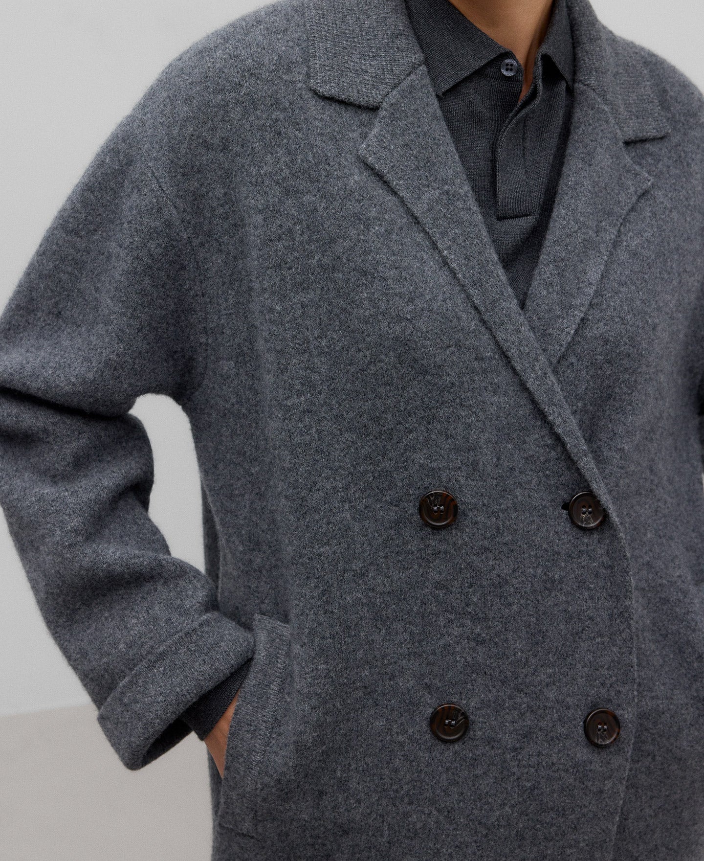 Melange Grey Wool Coat for Women