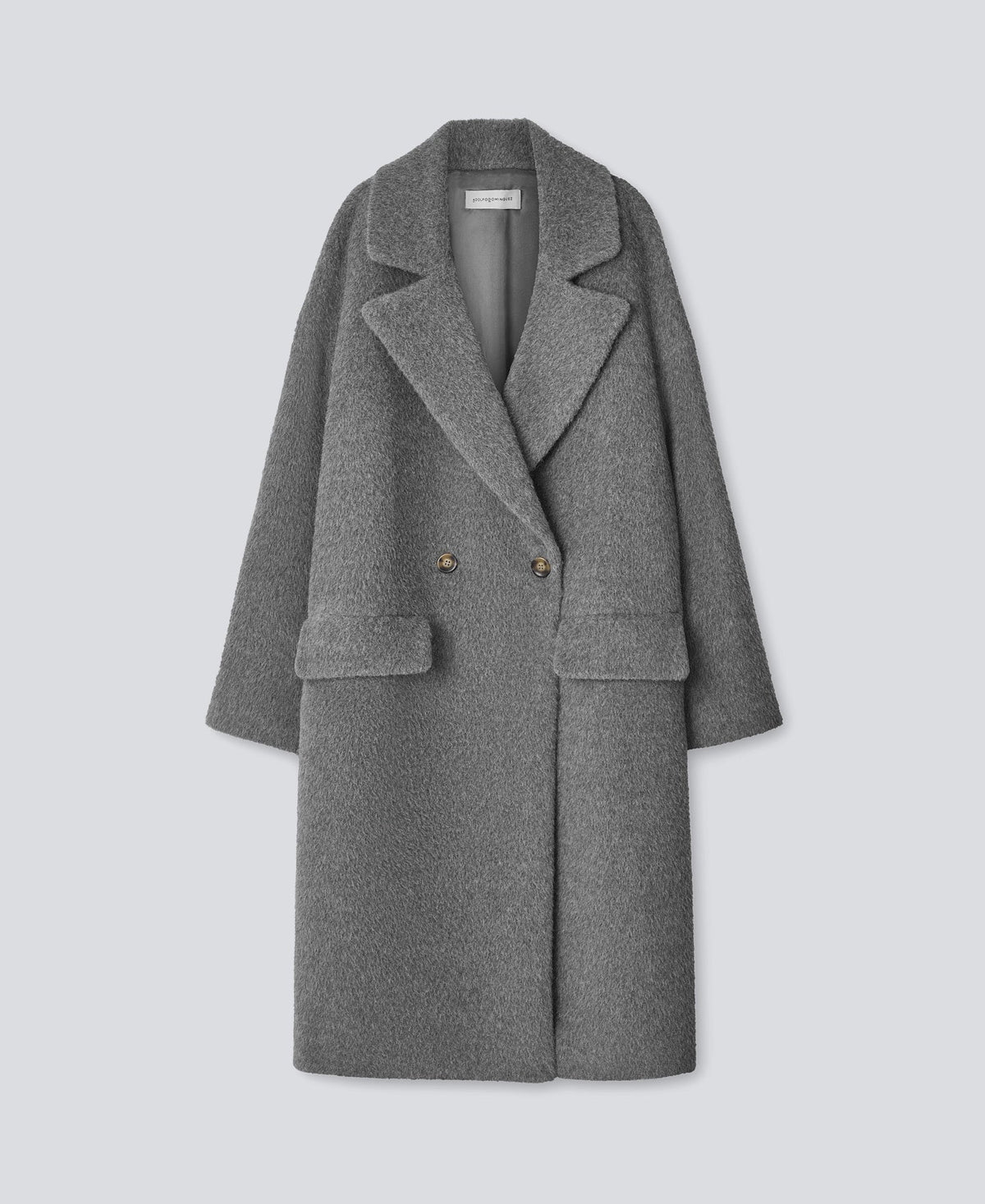 Grey Alpaca Woven Coat For Women